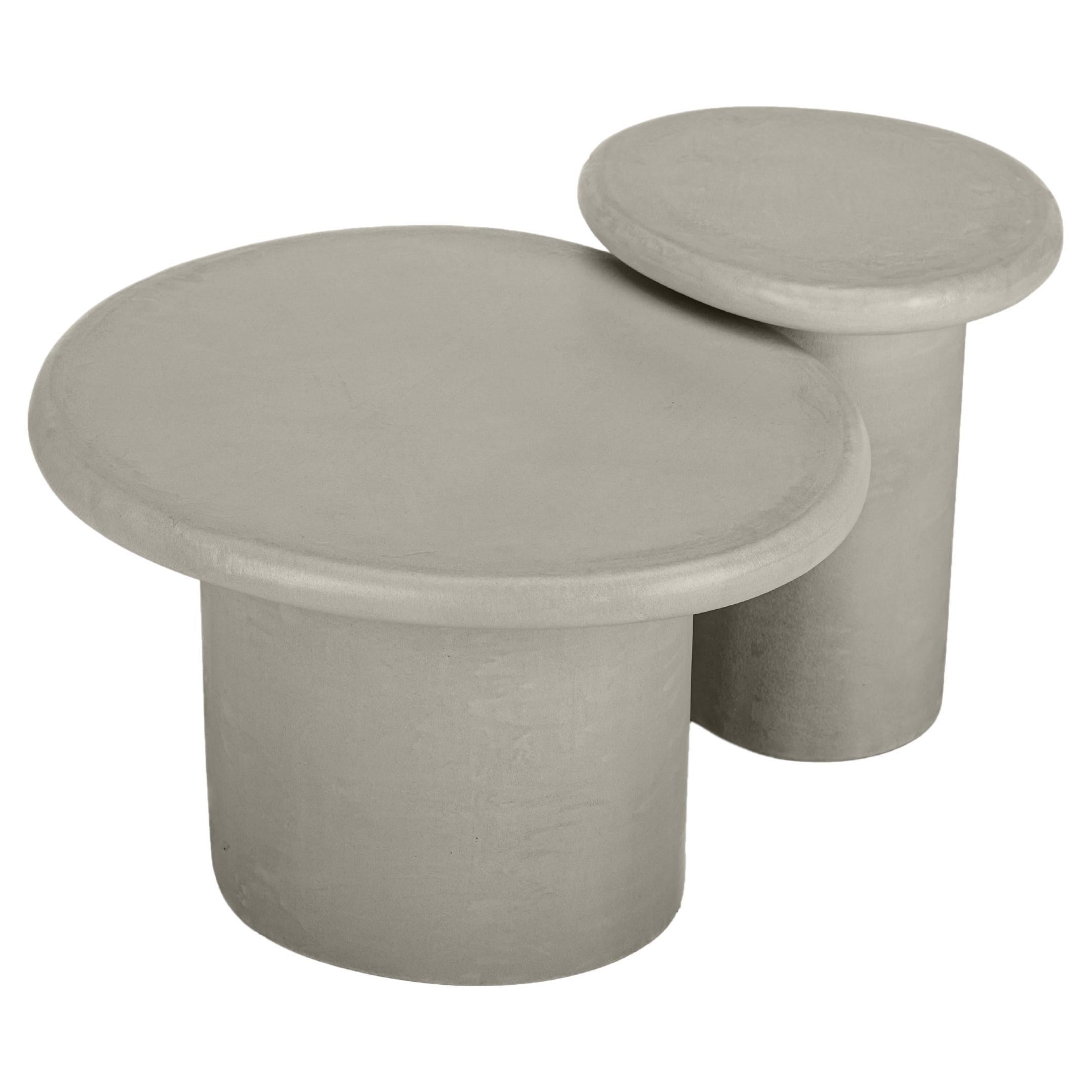 Organic Shaped Natural Plaster Coffee Table Set by Isabelle Beaumont For Sale