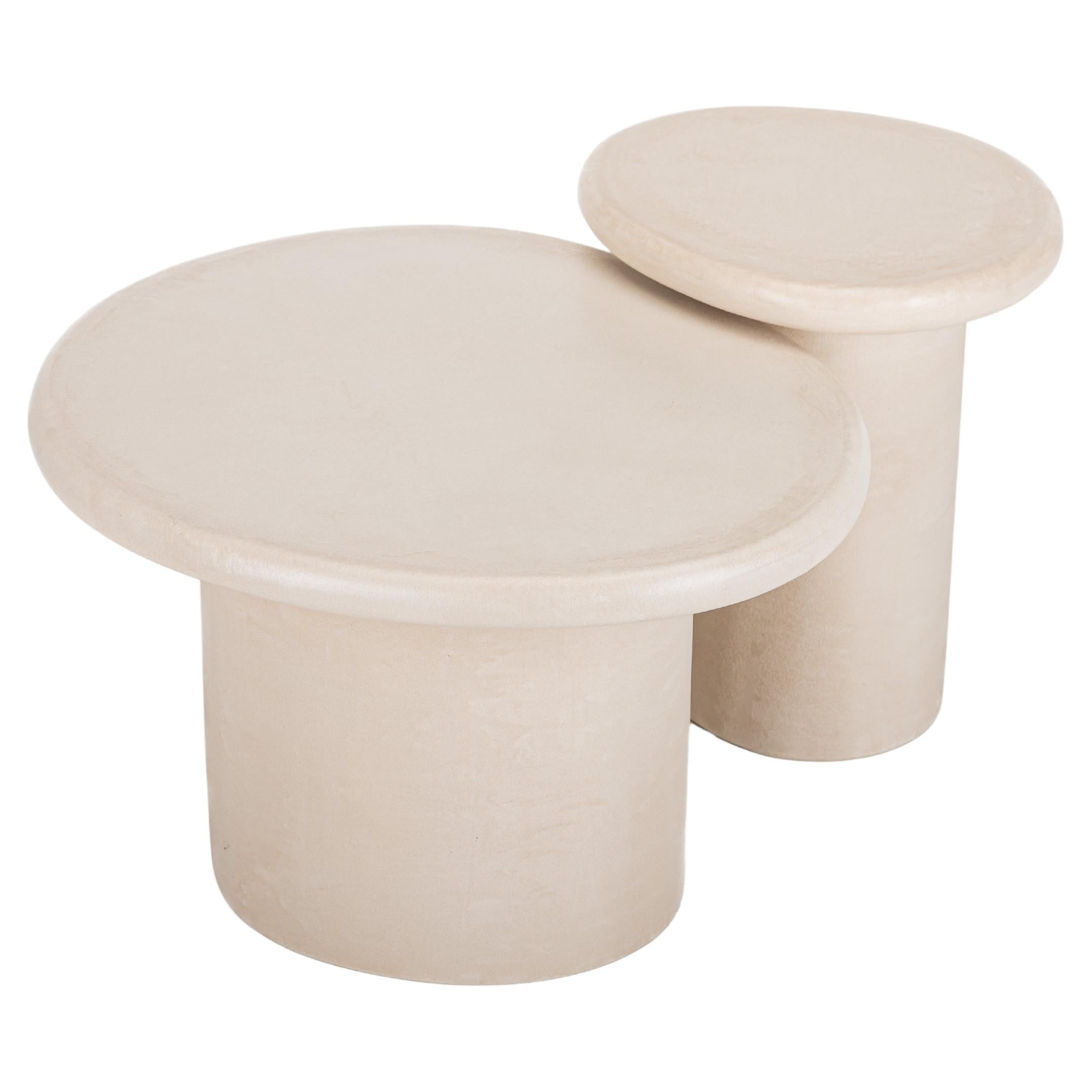 Organic Shaped Natural Plaster Coffee Table Set "Sami" by Isabelle Beaumont For Sale