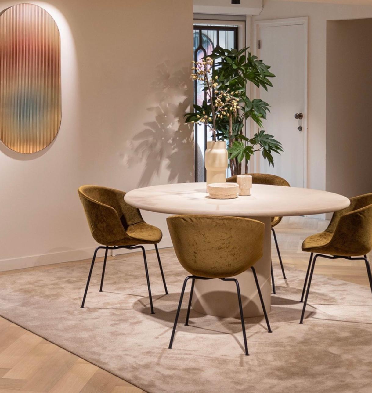 Contemporary Organic Shaped Natural Plaster Dining Table 