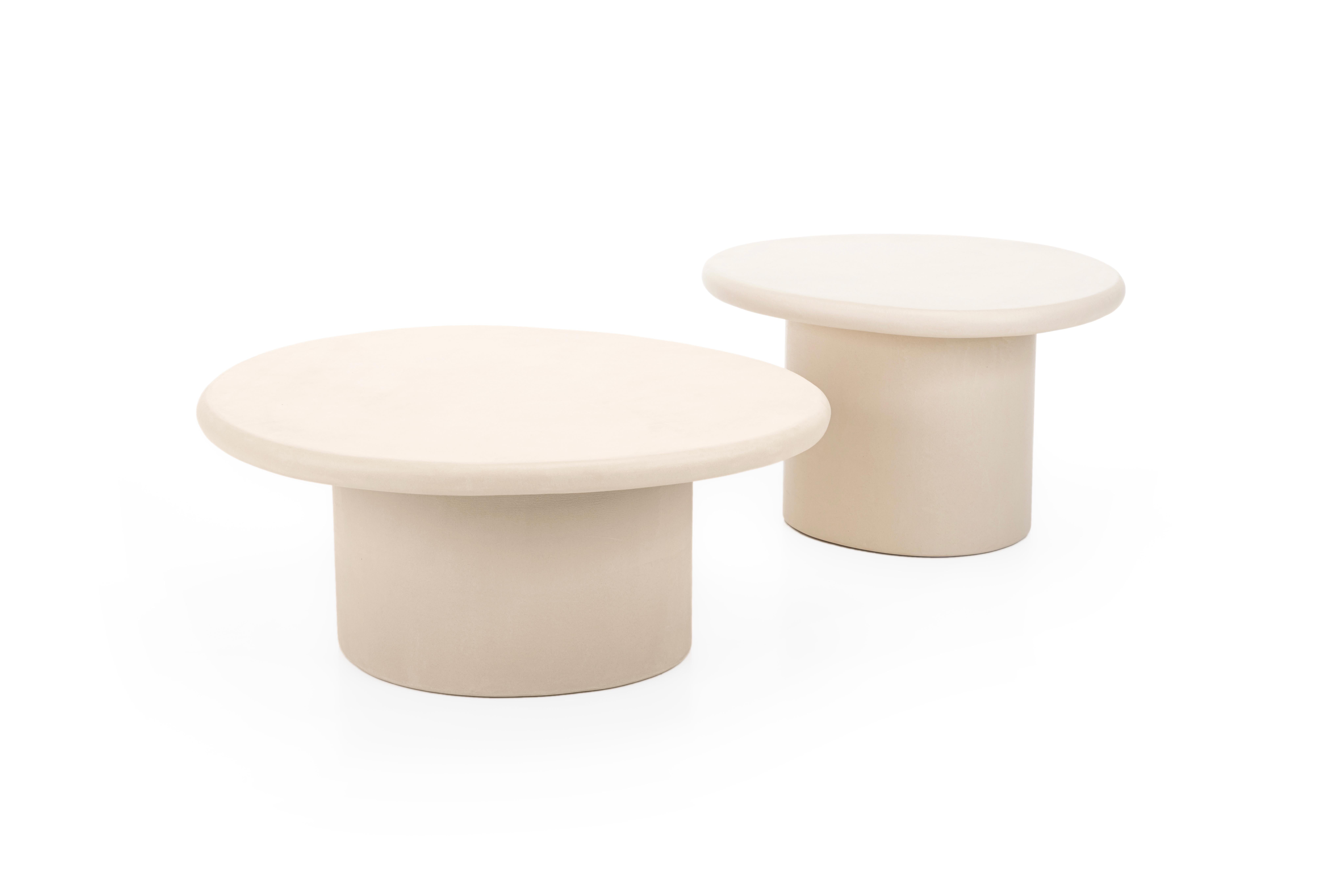 Minimalist Organic Shaped Natural Plaster Coffee Table Set 