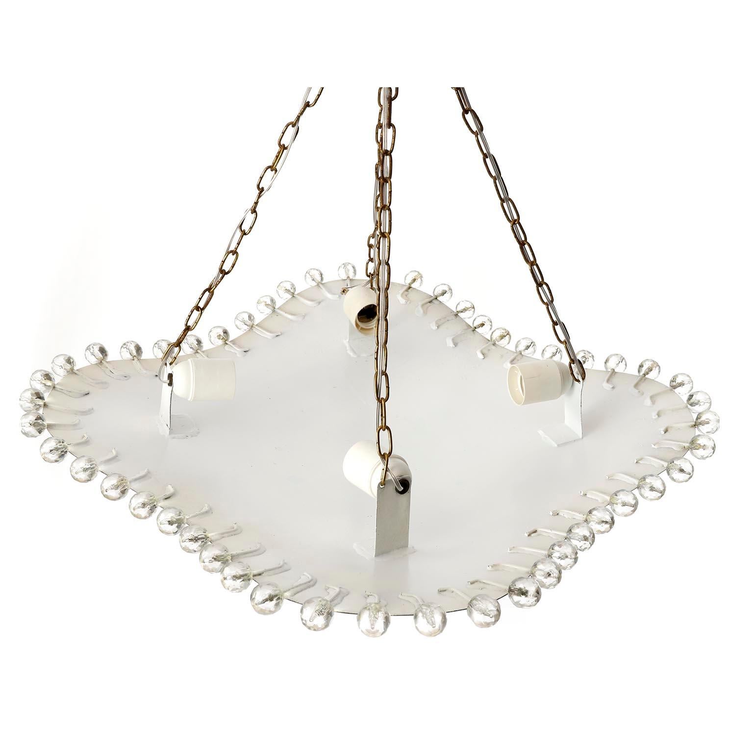 Organic Shaped Pendant Light Uplight Bowl, Brass Cut Crystal Glass, 1960 In Good Condition In Hausmannstätten, AT