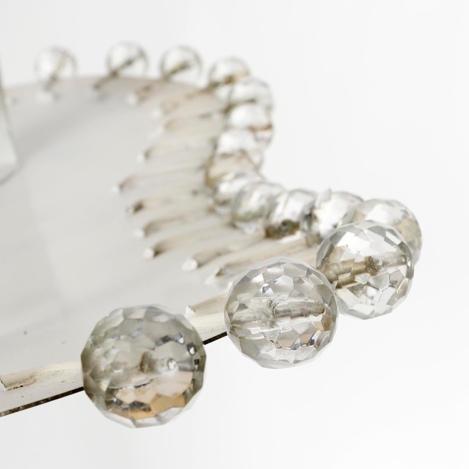 Organic Shaped Pendant Light Uplight Bowl, Brass Cut Crystal Glass, 1960 1