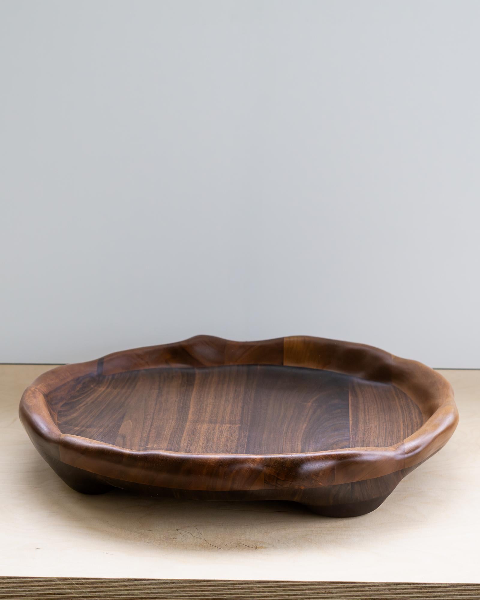 German Organic Shaped Serving Tray in Walnut Wood For Sale