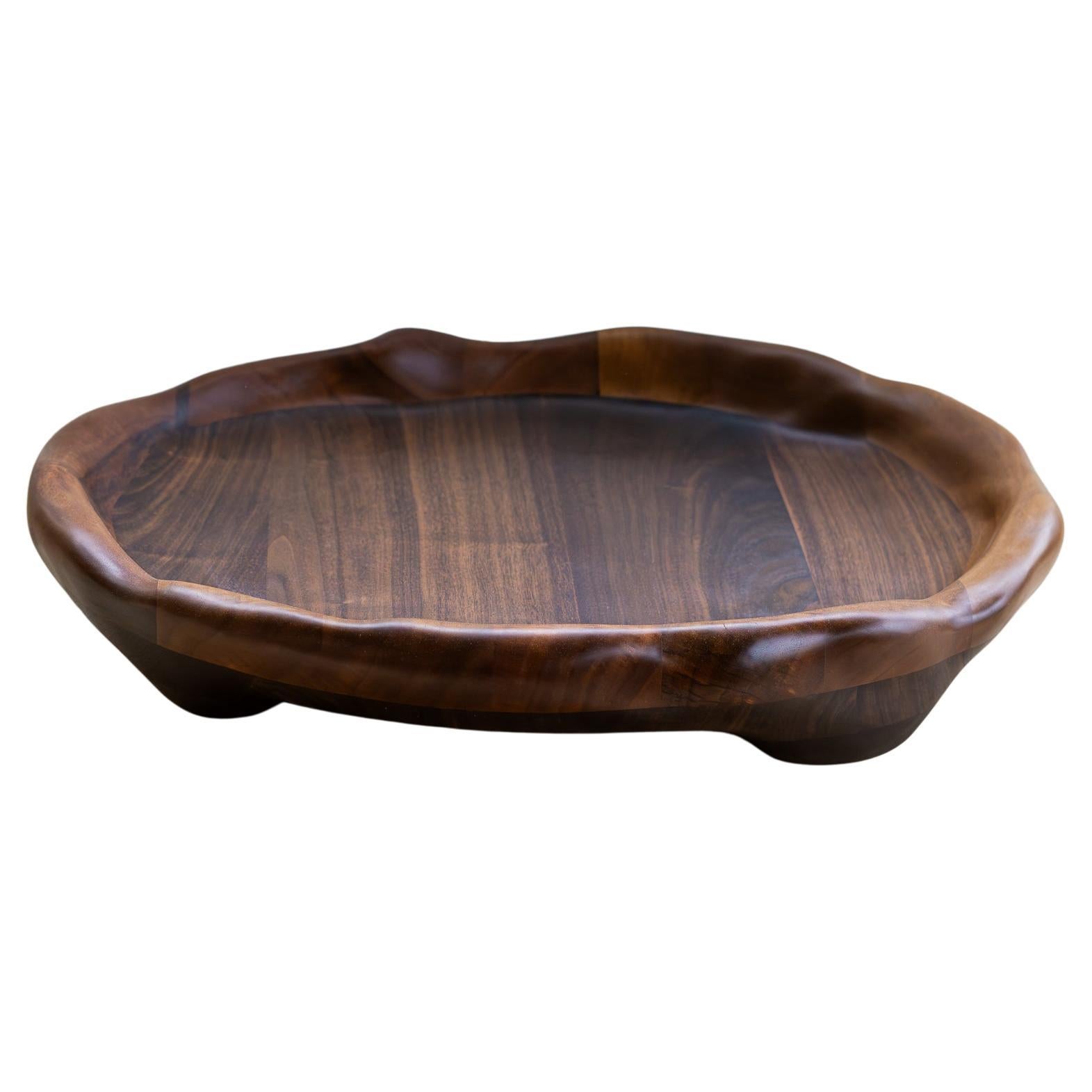 Organic Shaped Serving Tray in Walnut Wood For Sale
