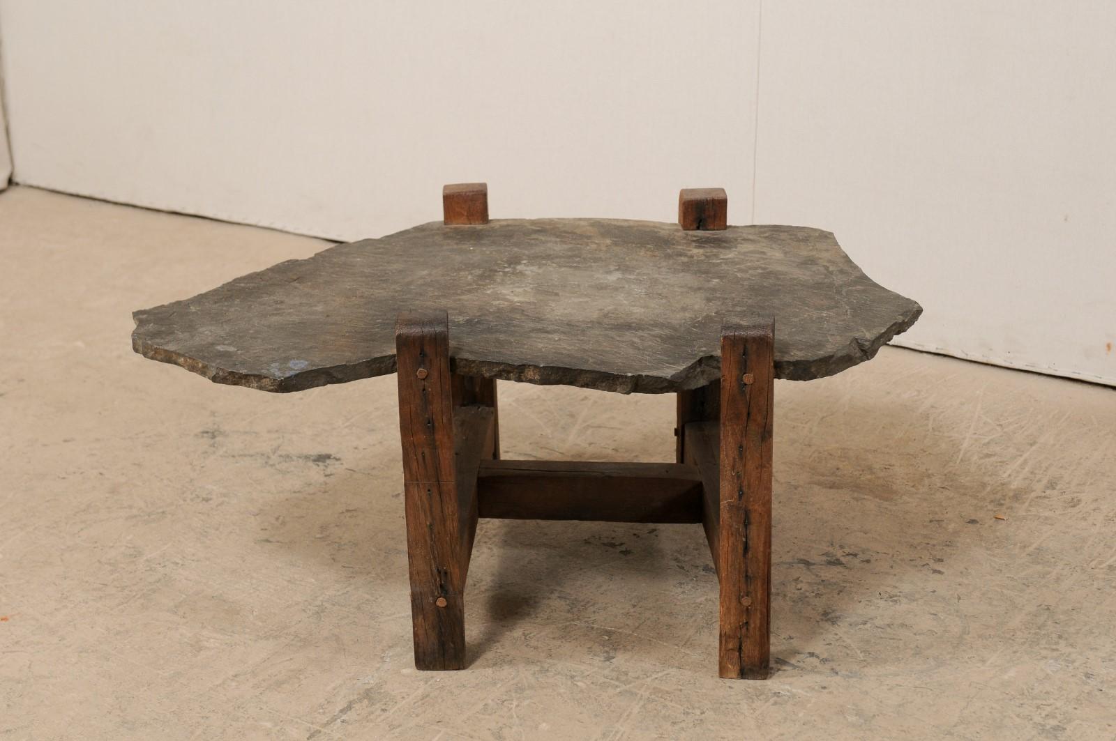 wood and slate coffee table