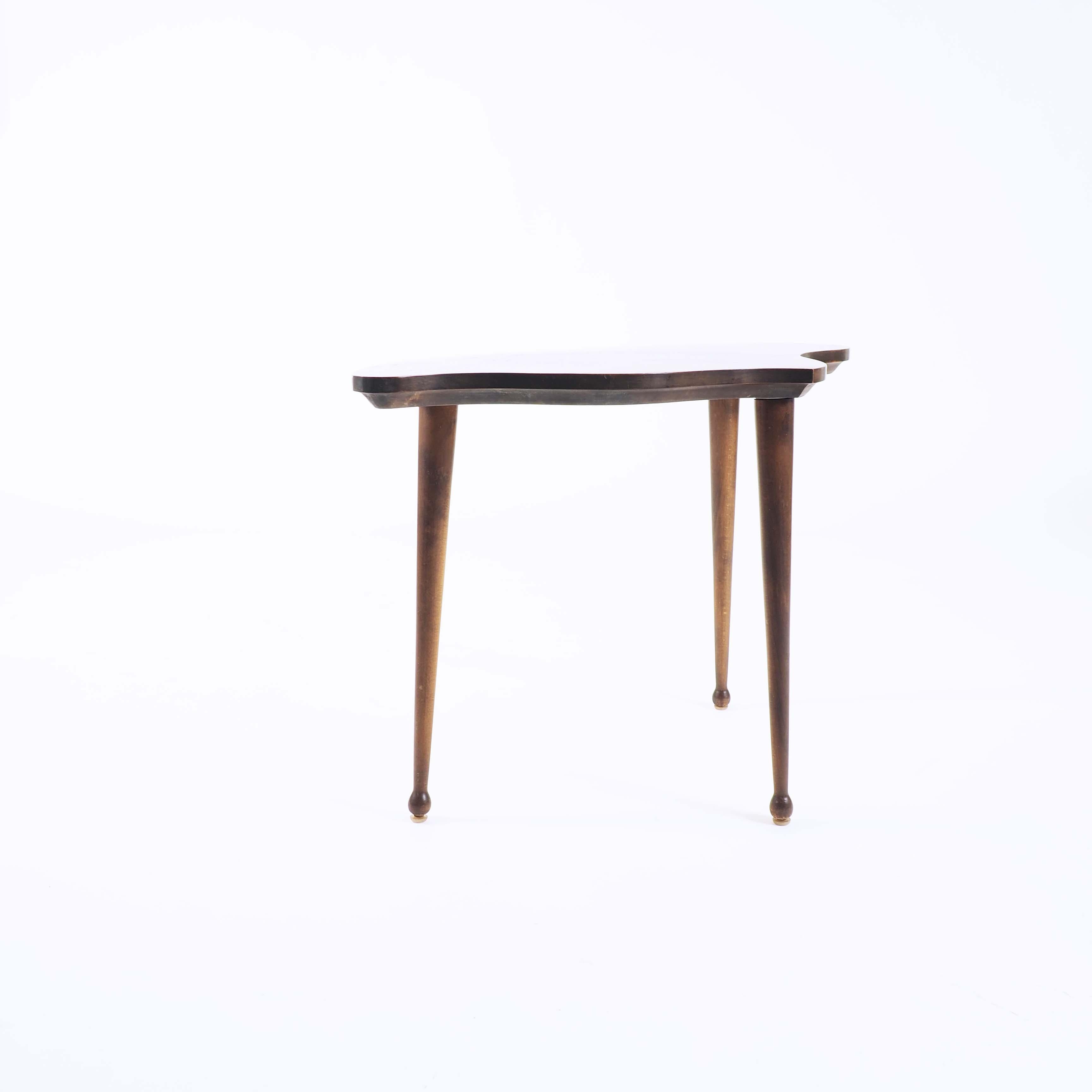 Organic Shaped Swedish Side Table with Inlaid Wood In Good Condition In Goteborg, SE