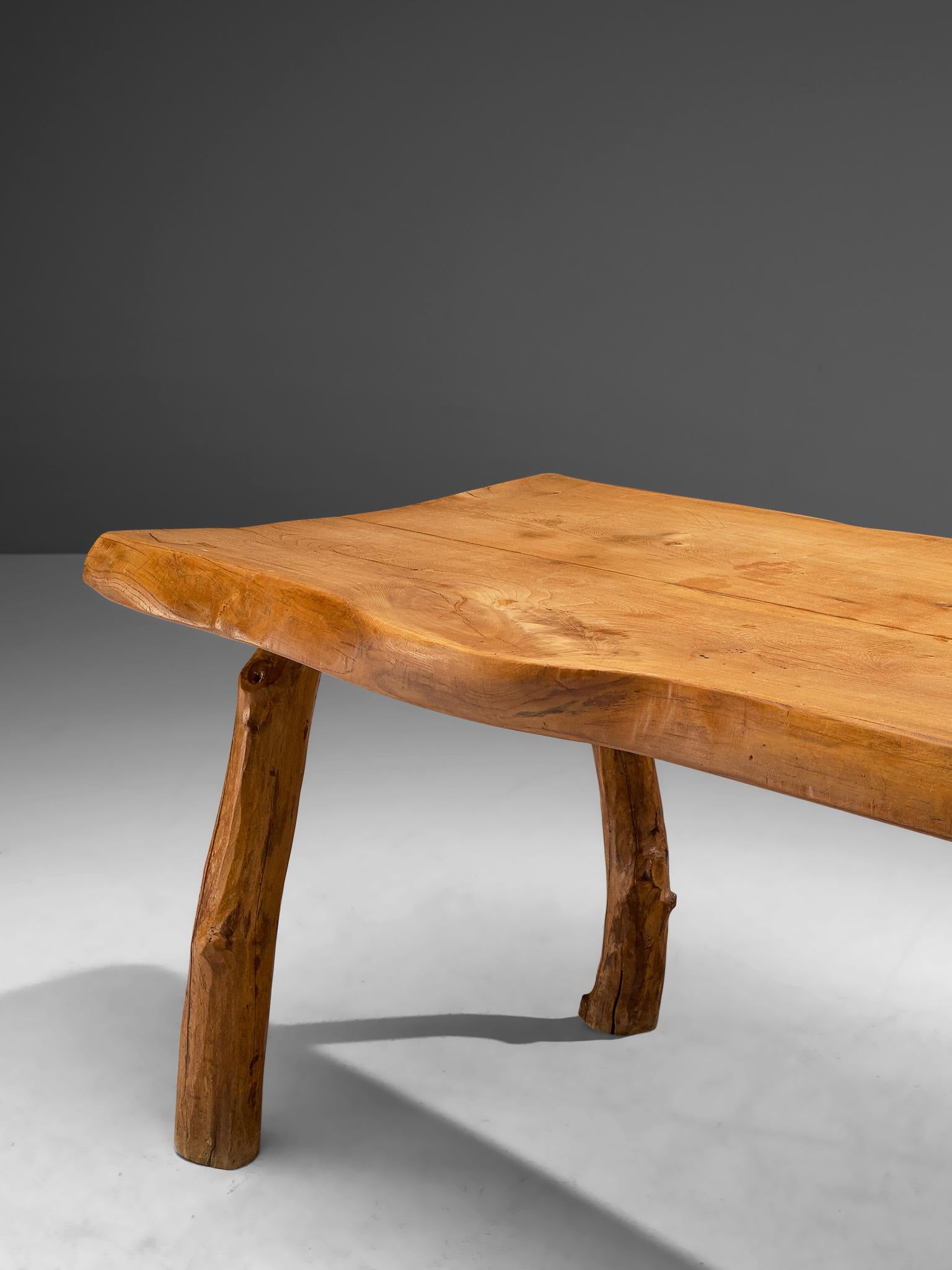 French Organic Shaped Table in Solid Oak