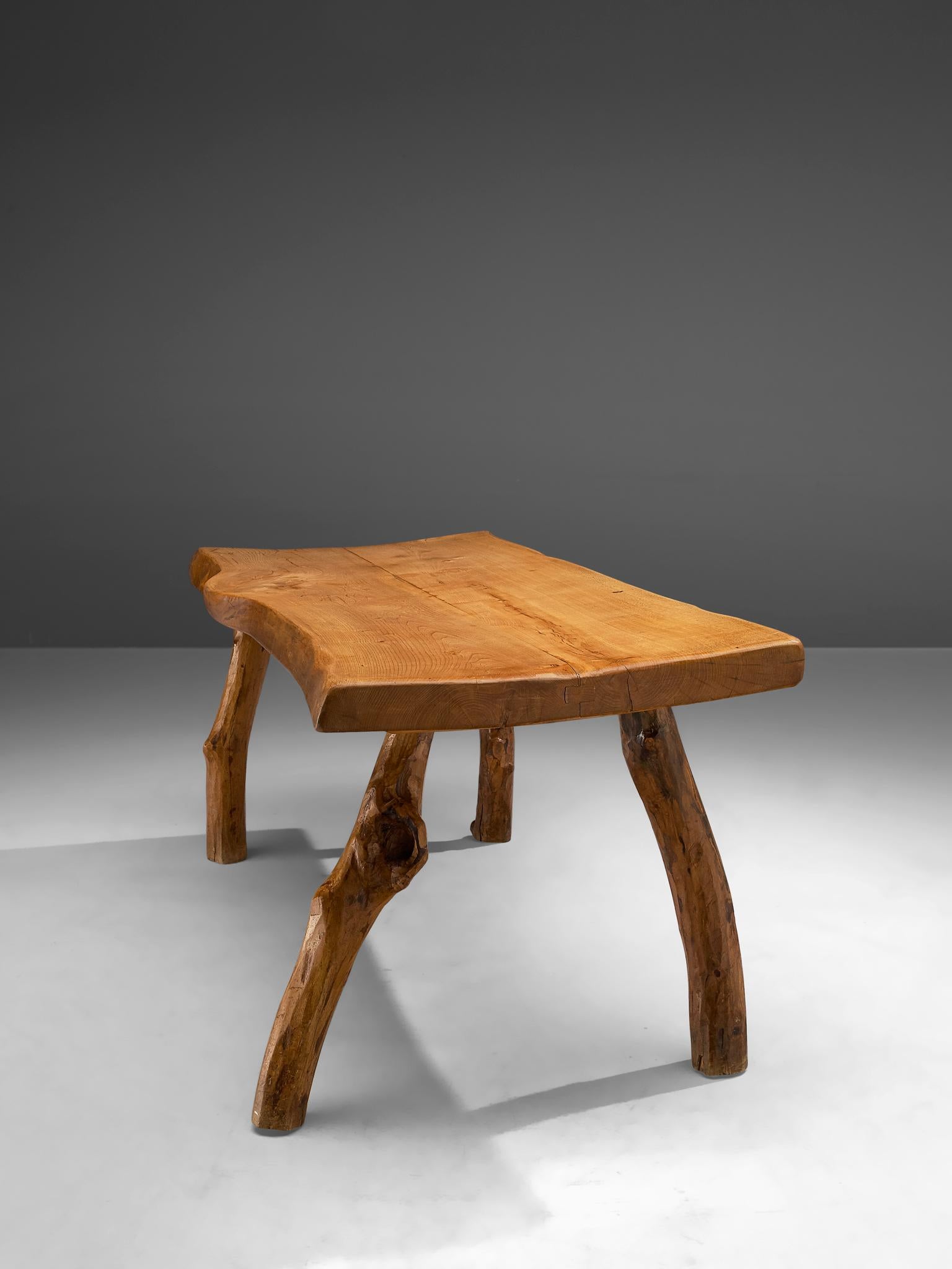 Organic Shaped Table in Solid Oak In Good Condition In Waalwijk, NL