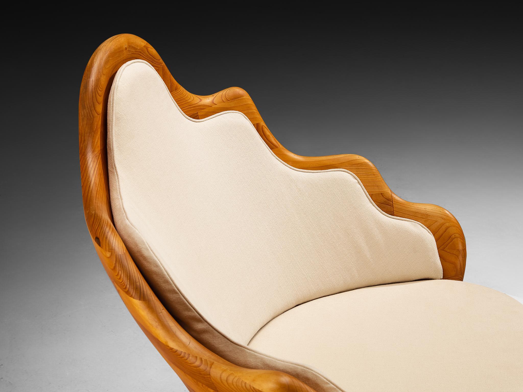 Organic Shaped Wavy Lounge Chair in Pine For Sale 1