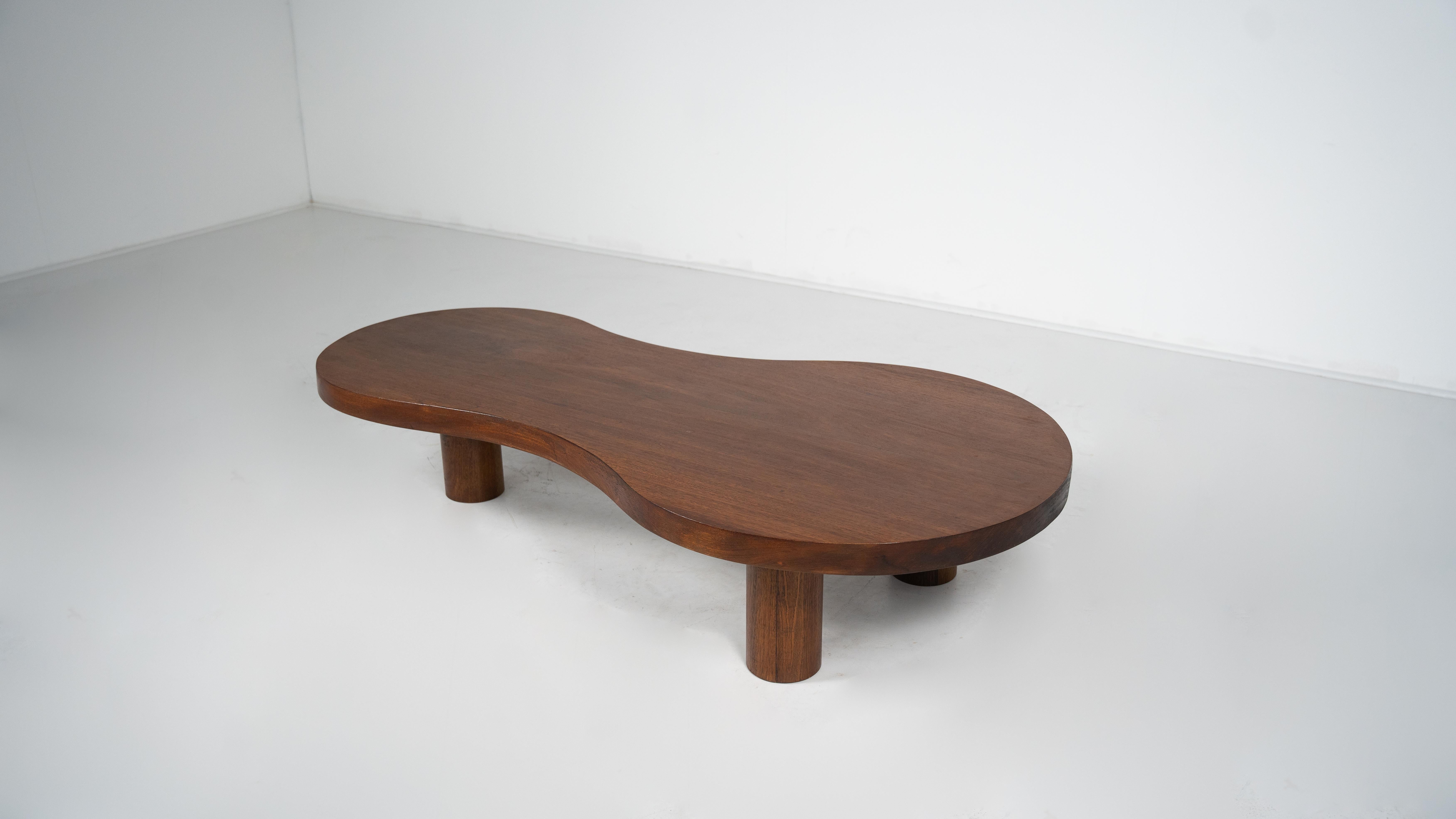 Italian Organic Shaped Wooden Coffee Table, Contemporary