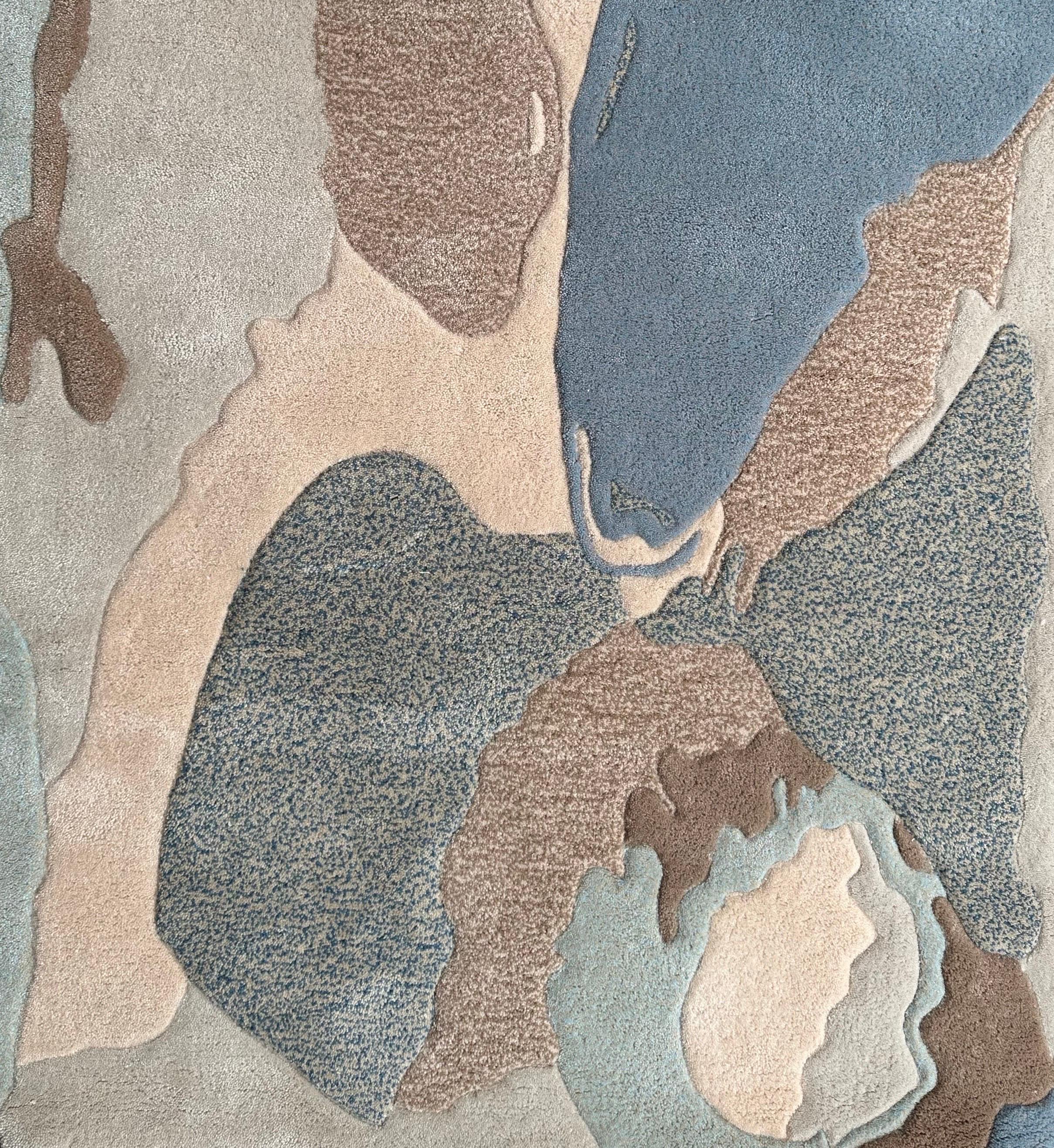 Indonésien Tapis bleu Misshapes de RAG home en vente