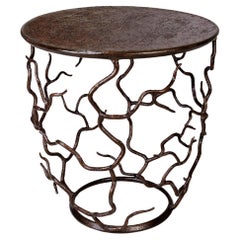 Organic Side Table “Etna” in Forest  Brown Finish, Benediko