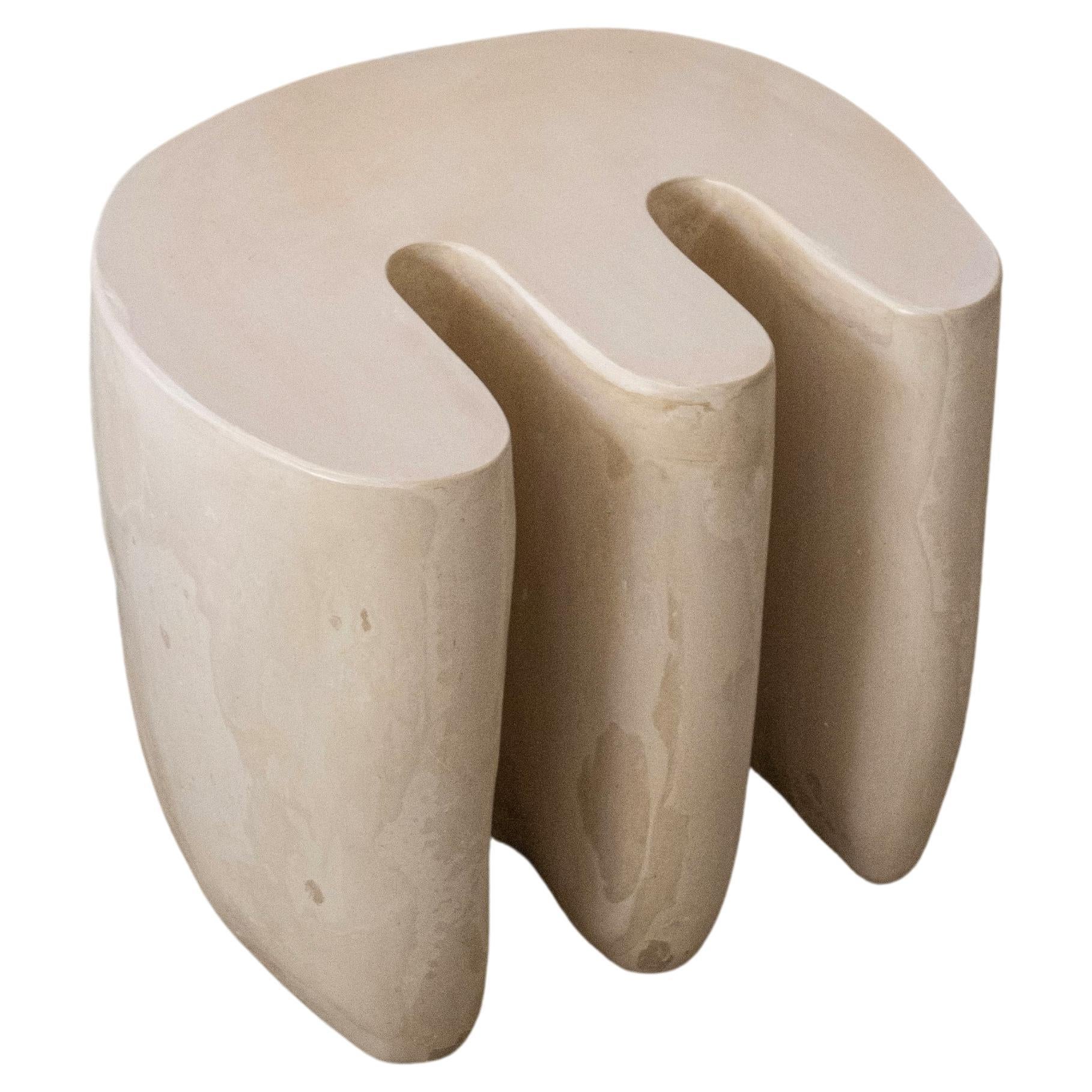 Organic Side Table - Handmade Gypsum Side Table - Limited Collectible Design For Sale