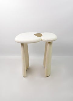 Organic side table in White Rock Crystal and Textured Brass by Ginger Brown