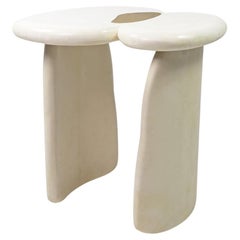 Organic side table in White Rock Crystal and Textured Brass by Ginger Brown