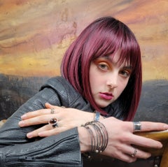 Organic Silver and 18 Karat Yellow Eternity Diamond Cross Ring