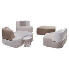Bio-Sofa in Weiß Creme Braun Wolle Handgemacht in Frankreich 3 Sets