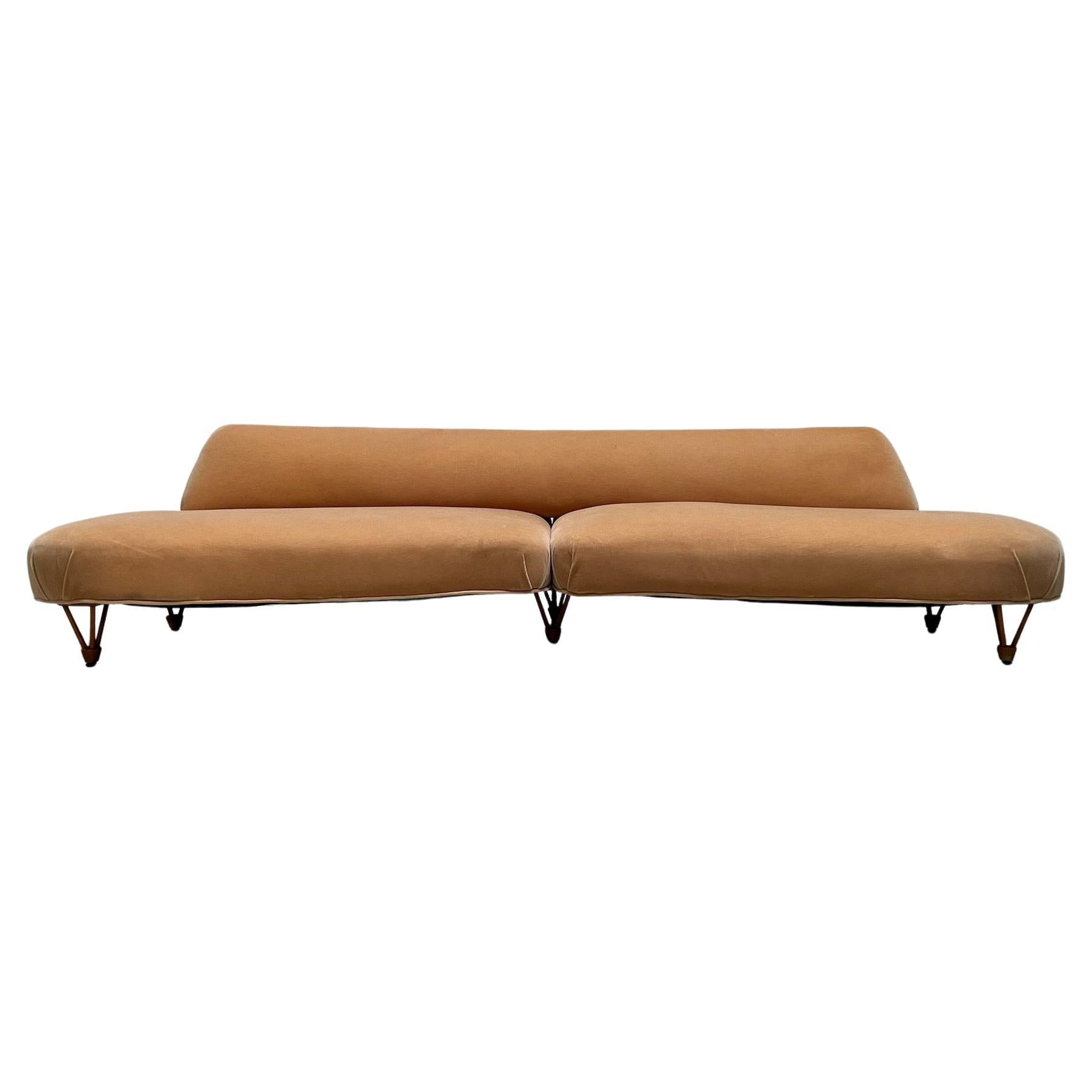 Organic Sofa on Sculpted Wood Legs