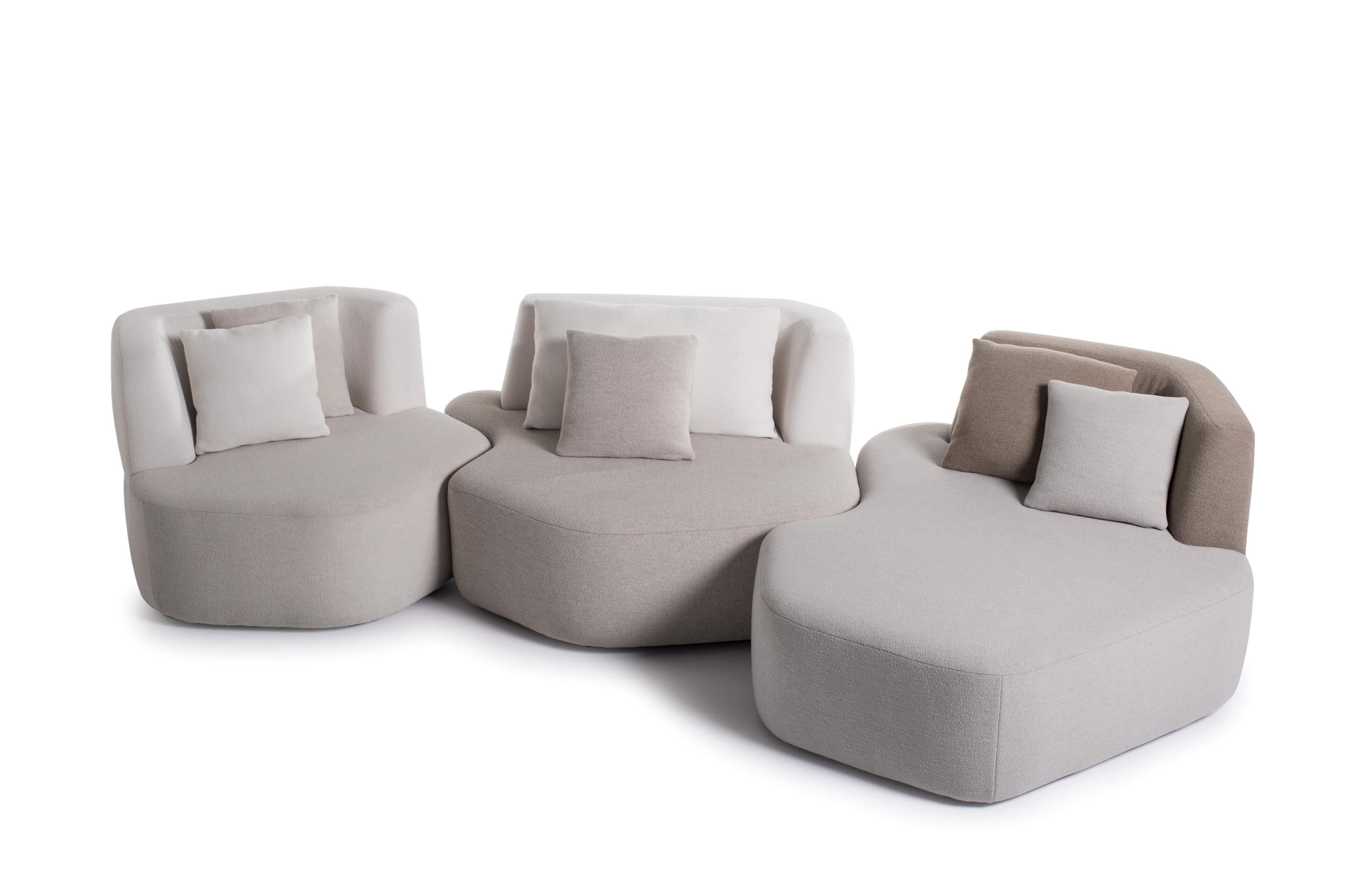 Sofa Pierre aus weißer, cremefarbener, brauner Wolle, hergestellt in Frankreich, anpassbar (Moderne) im Angebot
