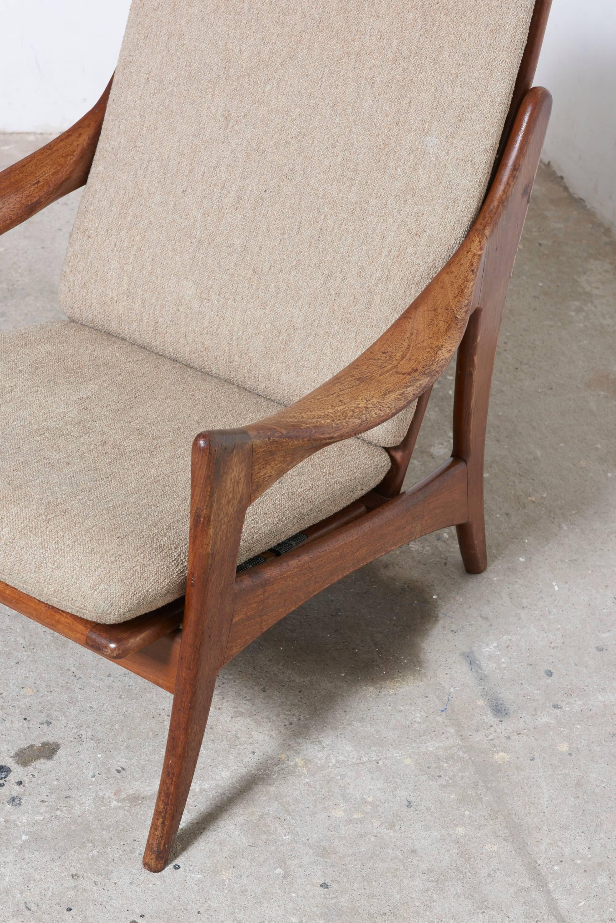 Mid-Century Modern Organic Solid Teak High Back Easy Chair Designed by the 