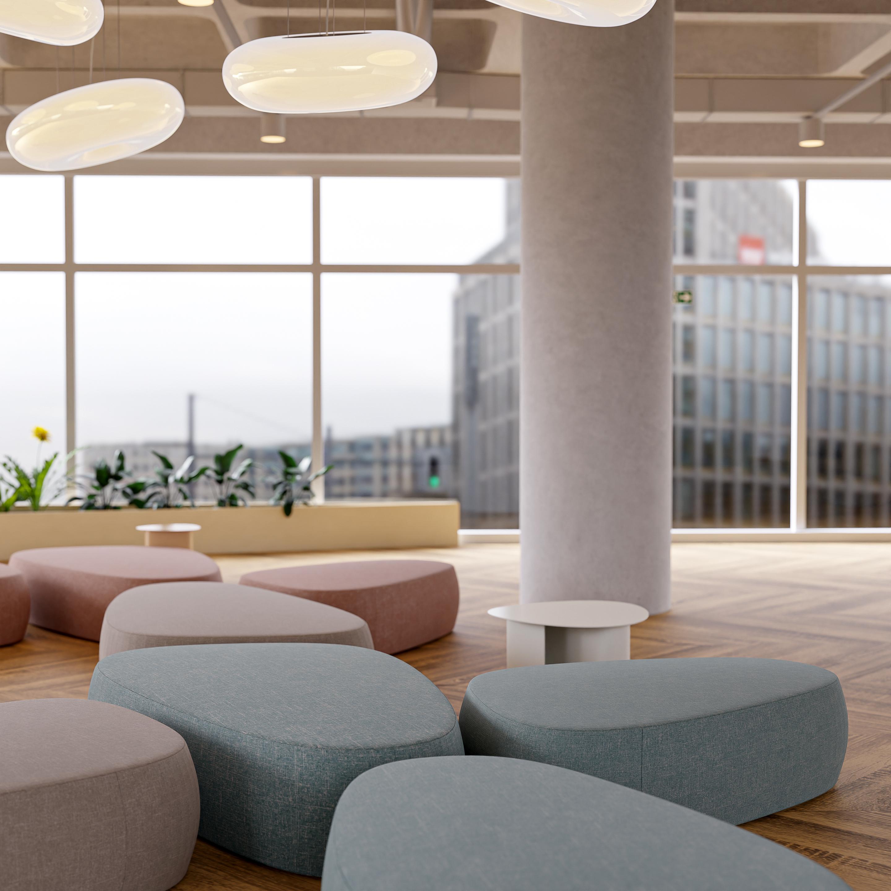 Pouf Stons 110 en tissu uni taupe fabriqué à la main par Murmurio Neuf - En vente à Lordelo, PT