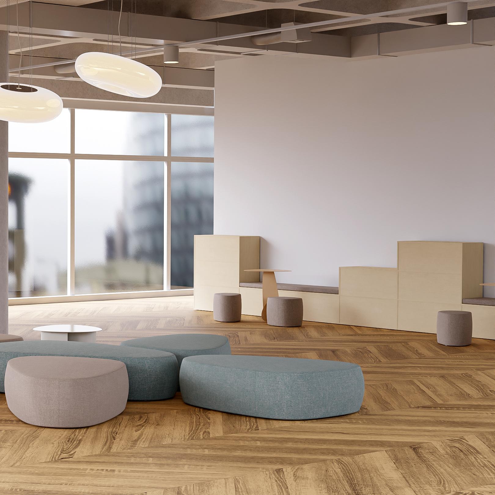 XXIe siècle et contemporain Pouf Stons 110 en tissu uni taupe fabriqué à la main par Murmurio en vente