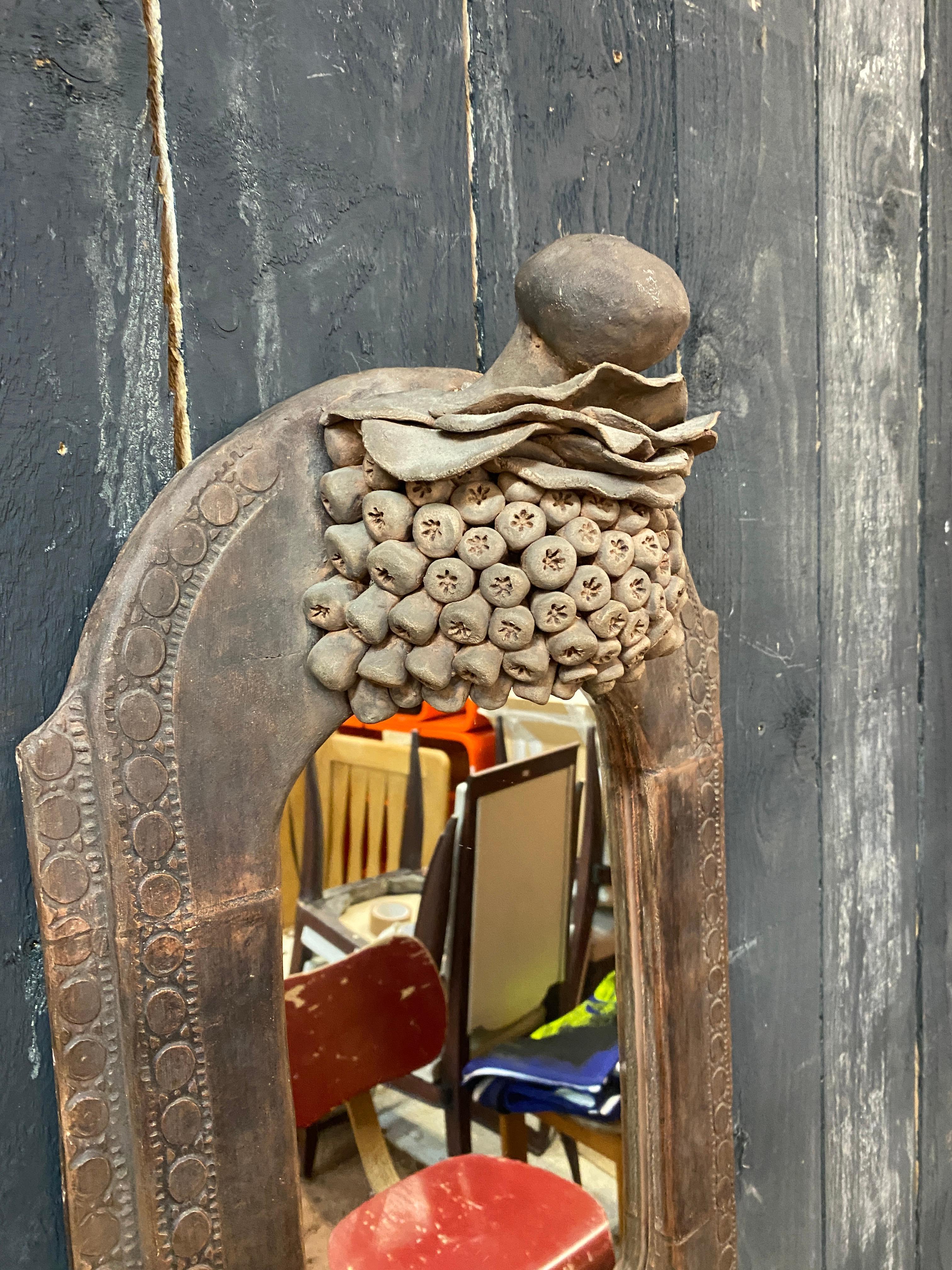 XX secolo specchio in terracotta in stile organico in vendita