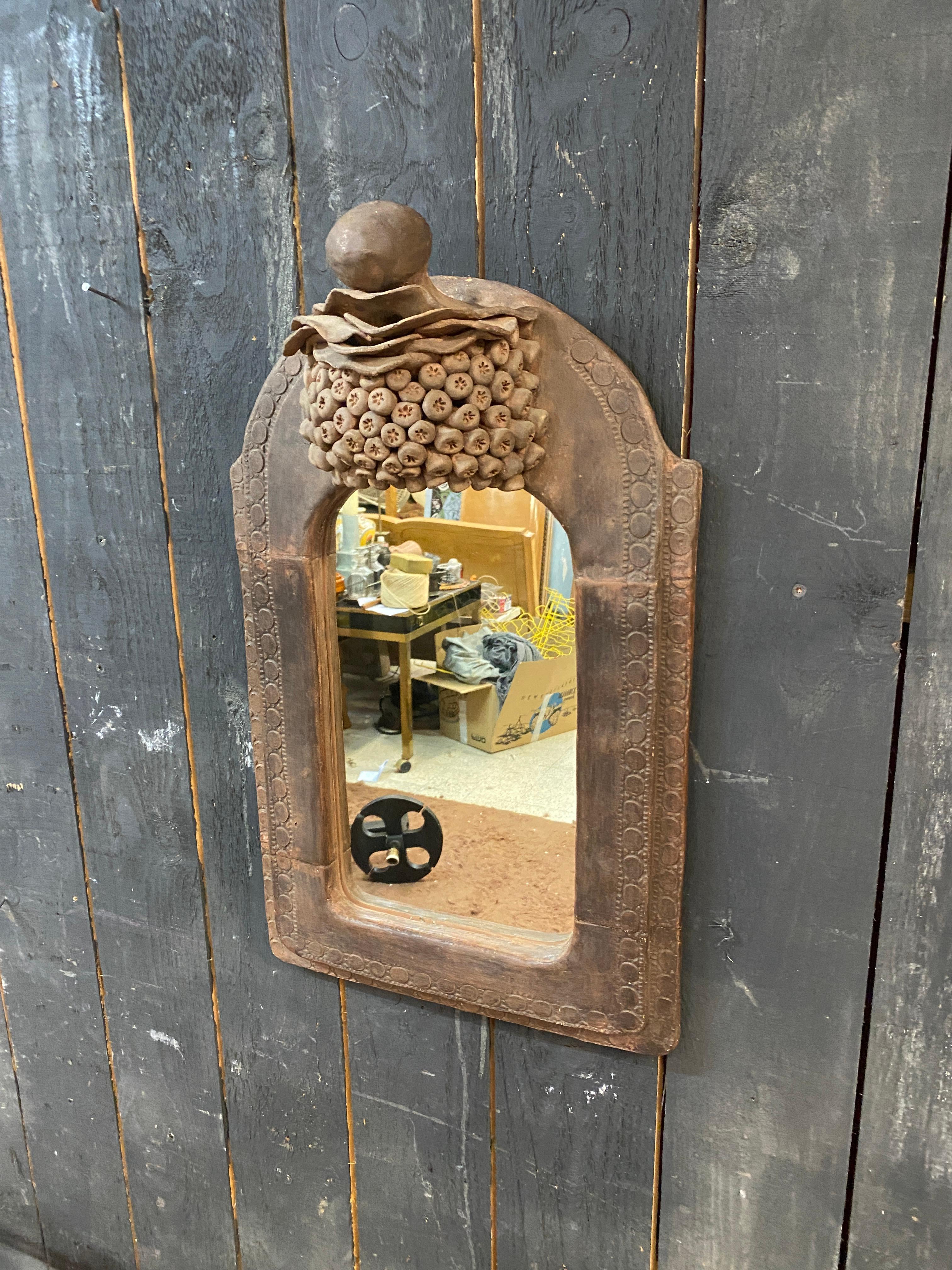 specchio in terracotta in stile organico in vendita 3