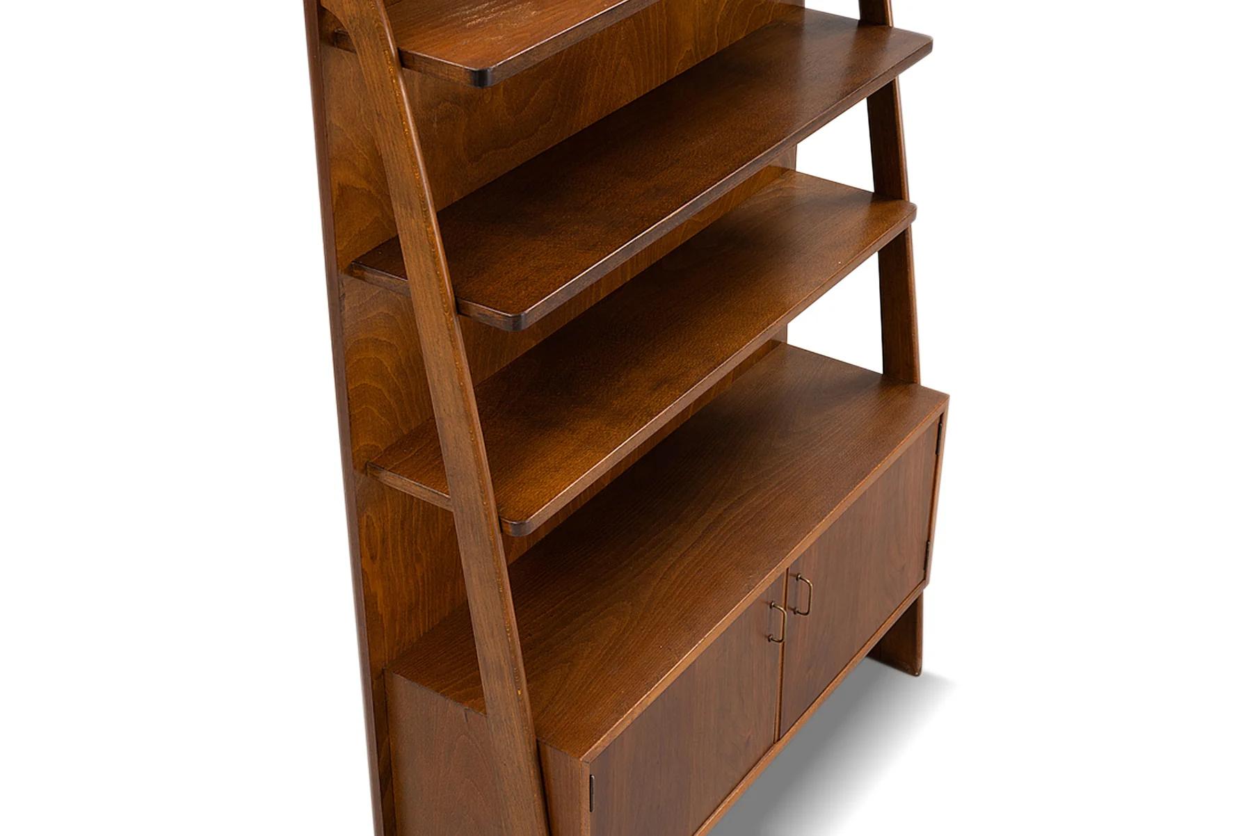 Organic swedish modern stained beech bookcase In Good Condition For Sale In Berkeley, CA
