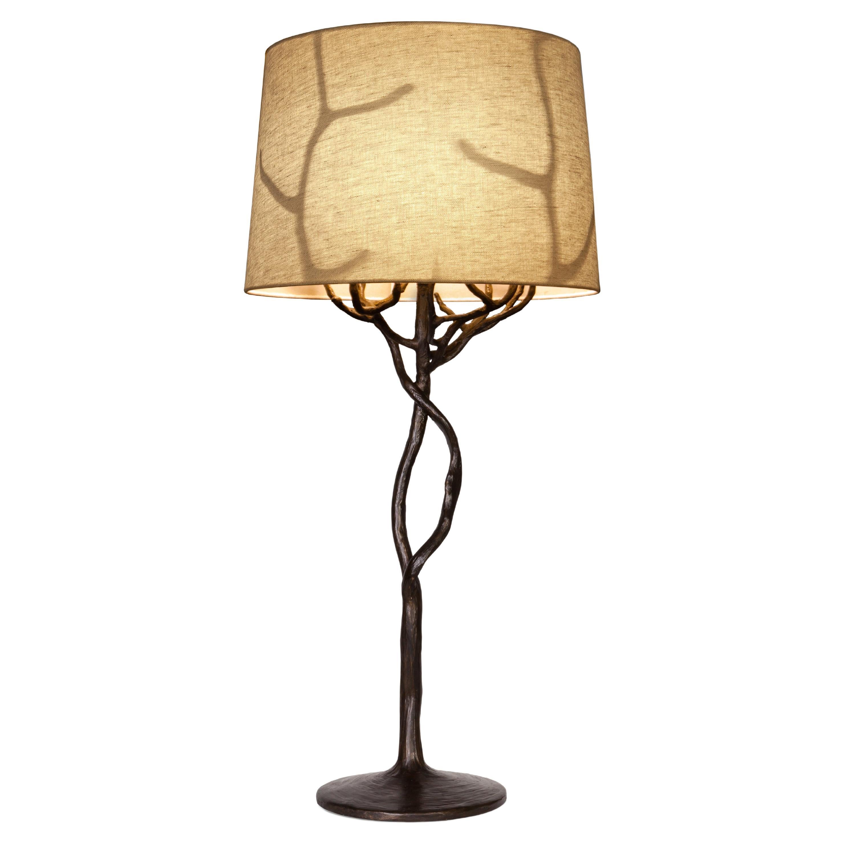 Organic Table Lamp “Etna” in Forest Brown Finish, Benediko