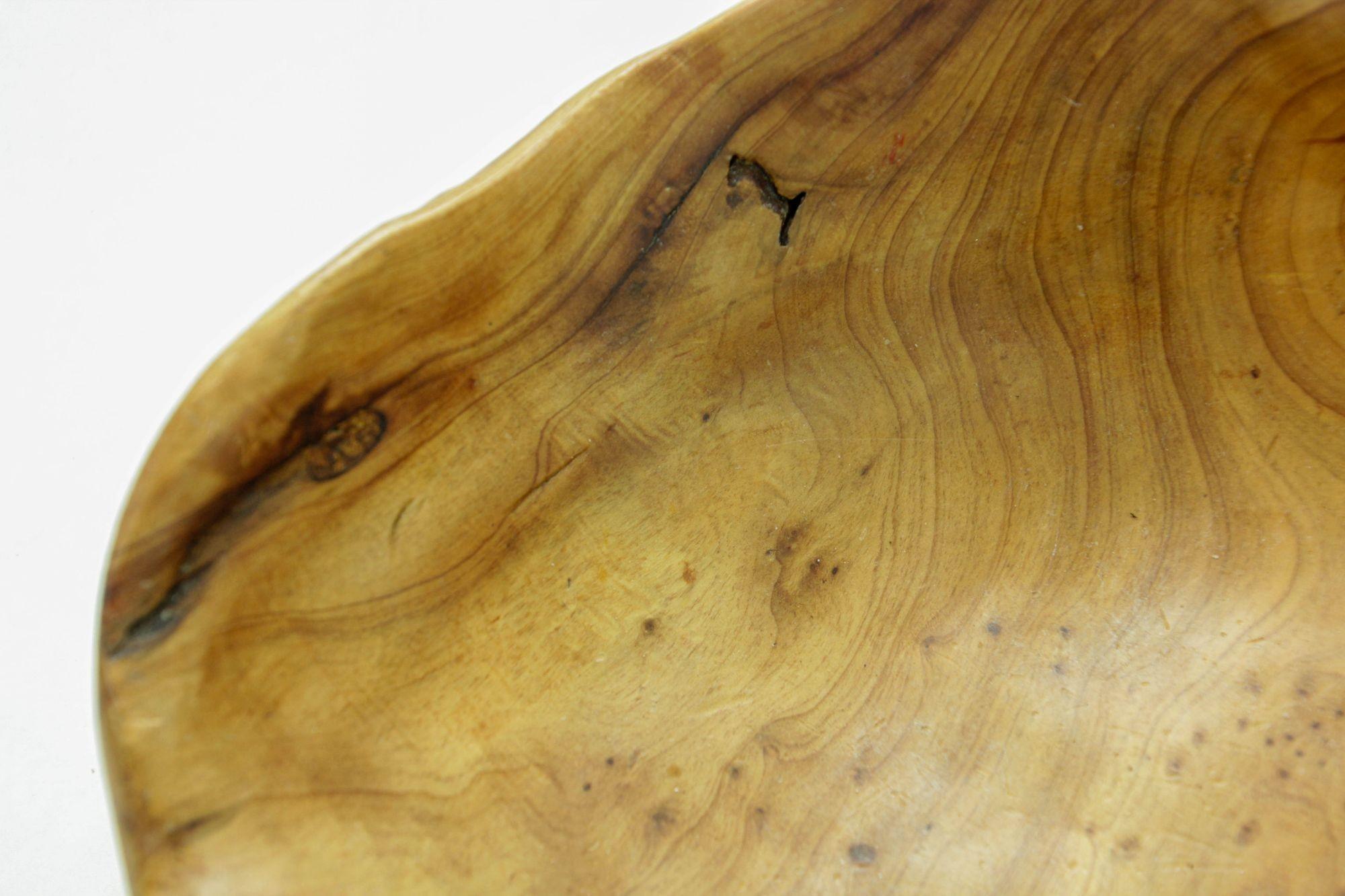 Organic Teak Burl Wood Bowl Natural Free Form Live Edge Sculptural Root Vessel For Sale 7