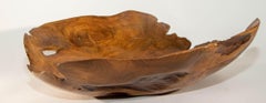 Organic Teak Burl Wood Bowl Natural Free Form Live Edge Sculptural Root Vessel
