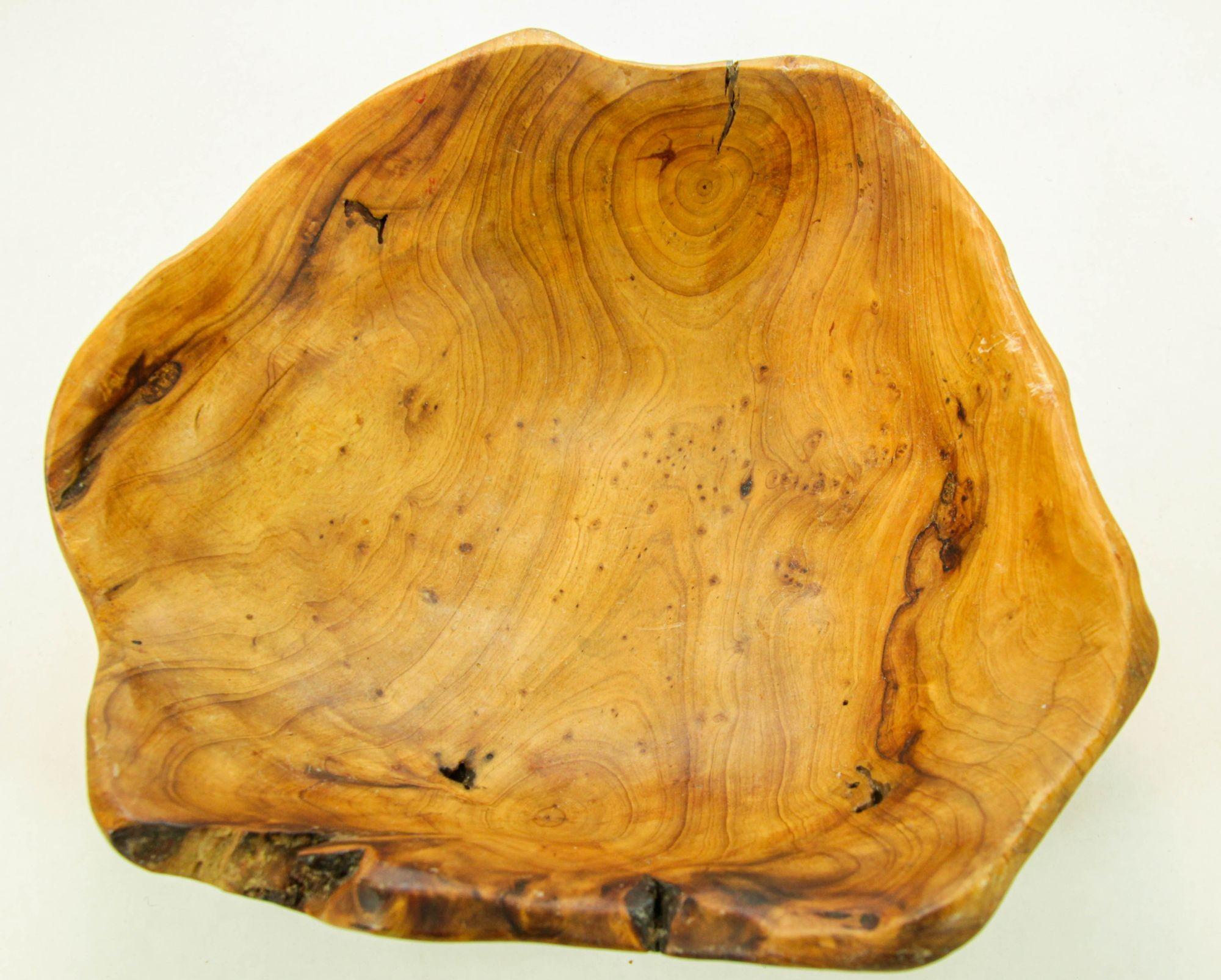 Organic Teak Burl Wood Bowl Natural Free Form Live Edge Sculptural Root Vessel In Good Condition For Sale In North Hollywood, CA
