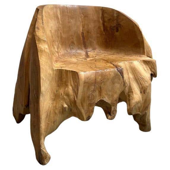 Trunk Chair Wabi Sabi Carved Tree Trunk Chair One of a Kind For Sale at 1stDibs
