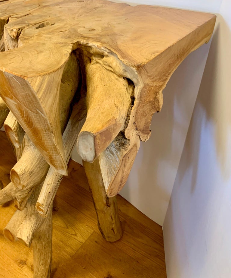 Organic Teak Tree Root Console Table Natural Hardwood One of a Kind For