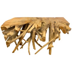 Organic Teak Tree Root Console Table Natural Hardwood One of a Kind