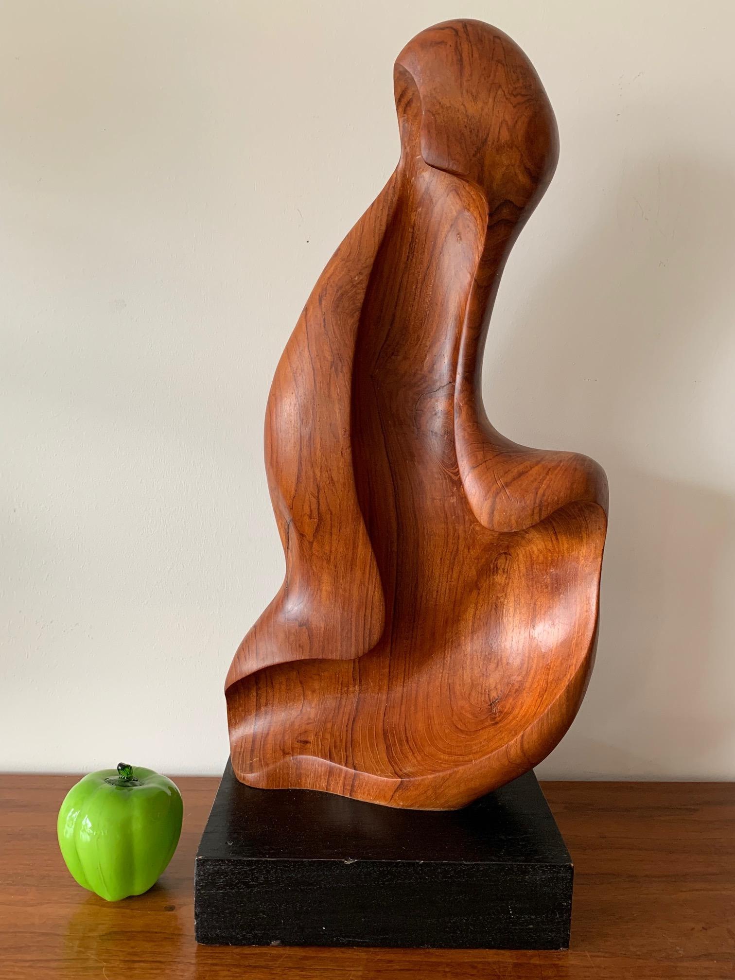 Organic Teak Wood Sculpture Signed Appu In Good Condition In St.Petersburg, FL