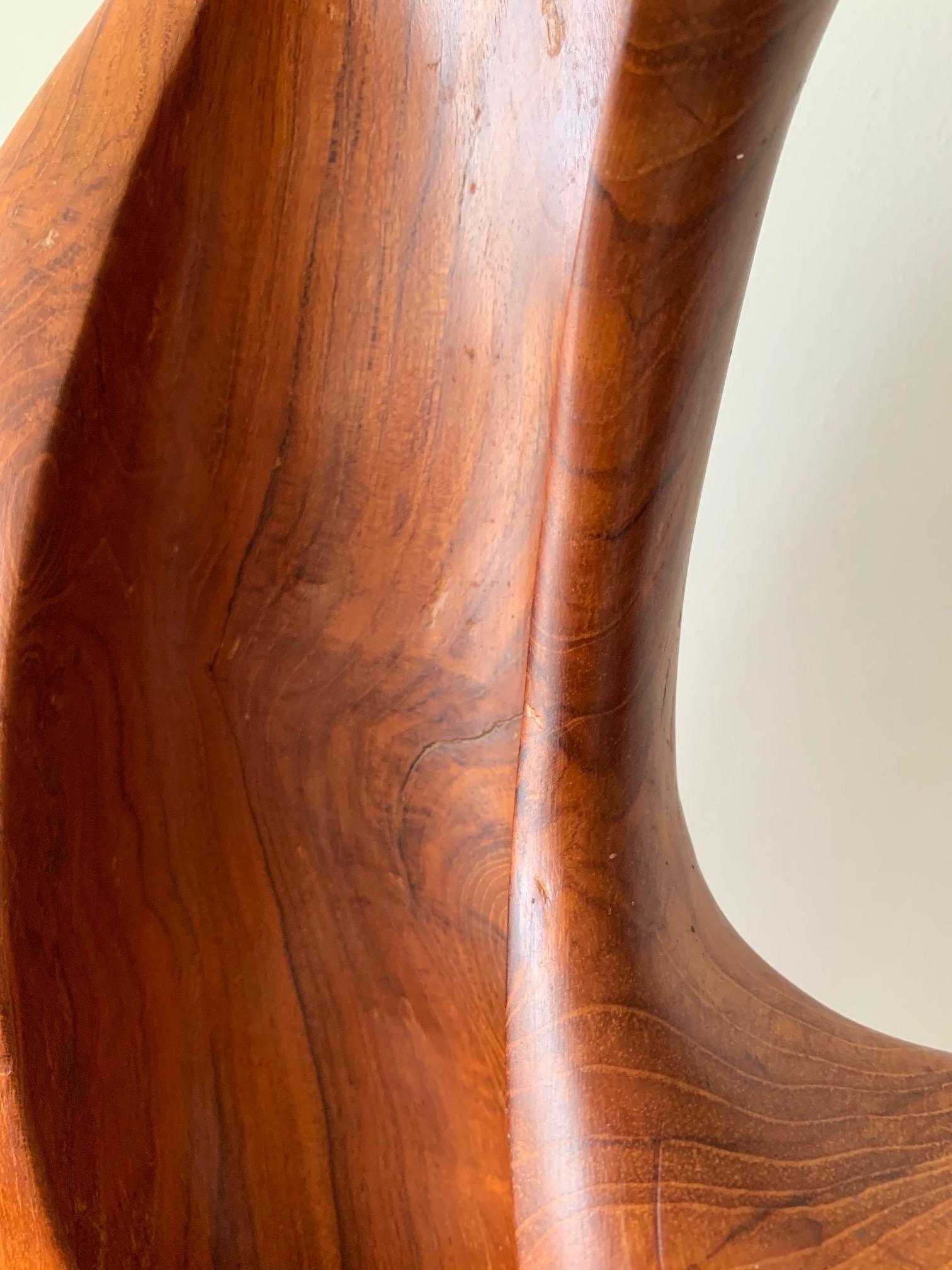 Mid-20th Century Organic Teak Wood Sculpture Signed Appu For Sale