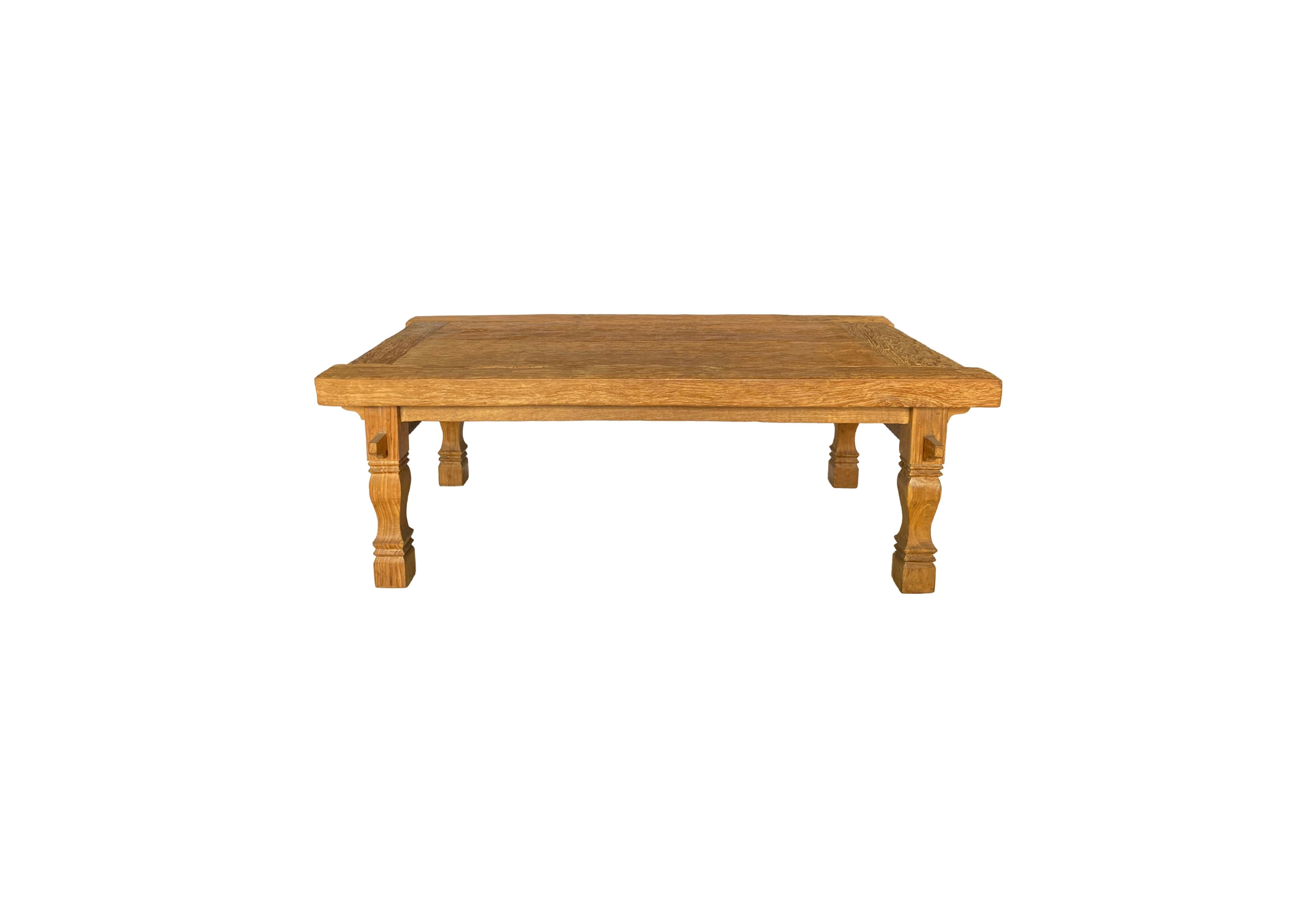 Organic Modern Organic Teak Wood Table with Stunning Wood Pattern Detailing