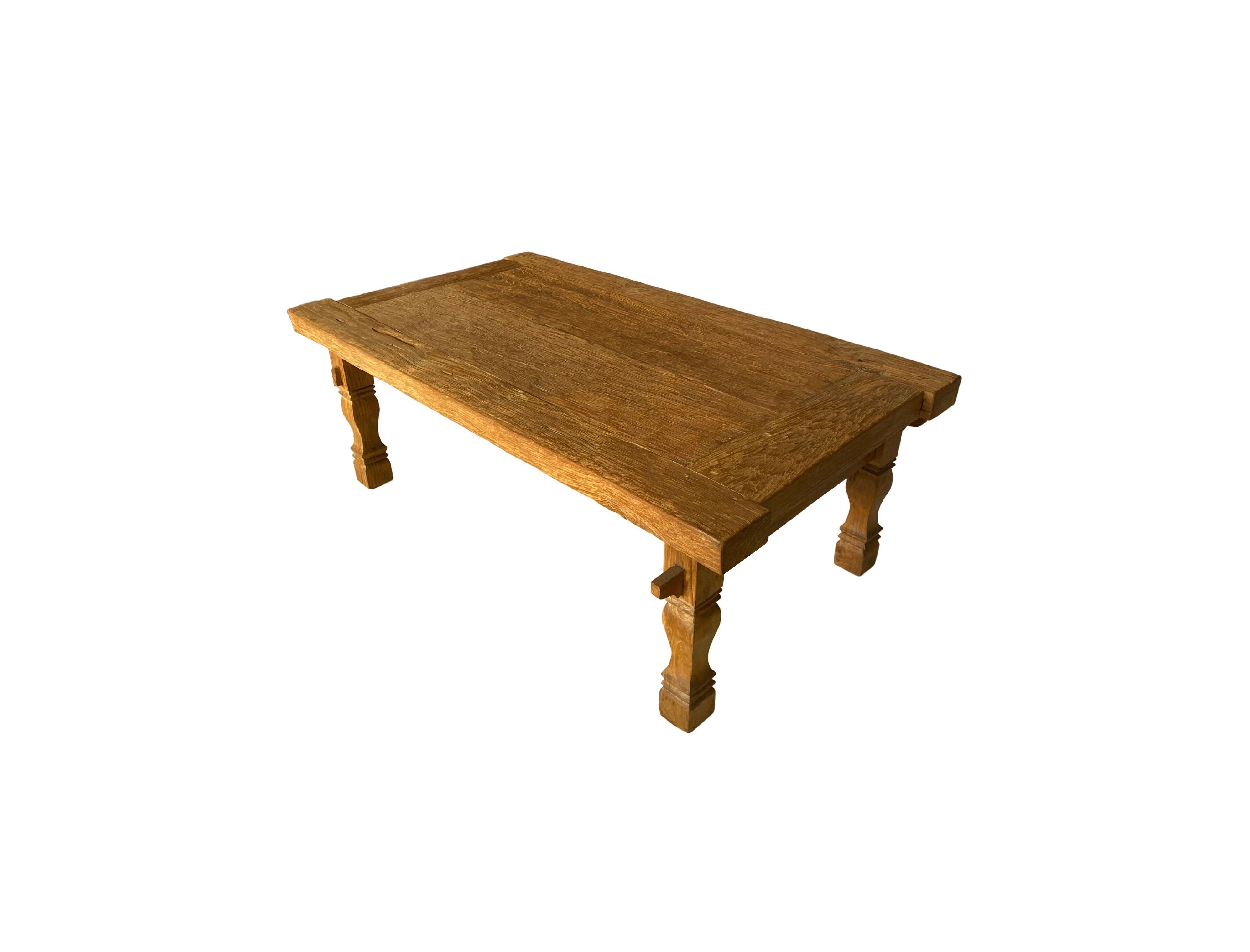 Hand-Crafted Organic Teak Wood Table with Stunning Wood Pattern Detailing