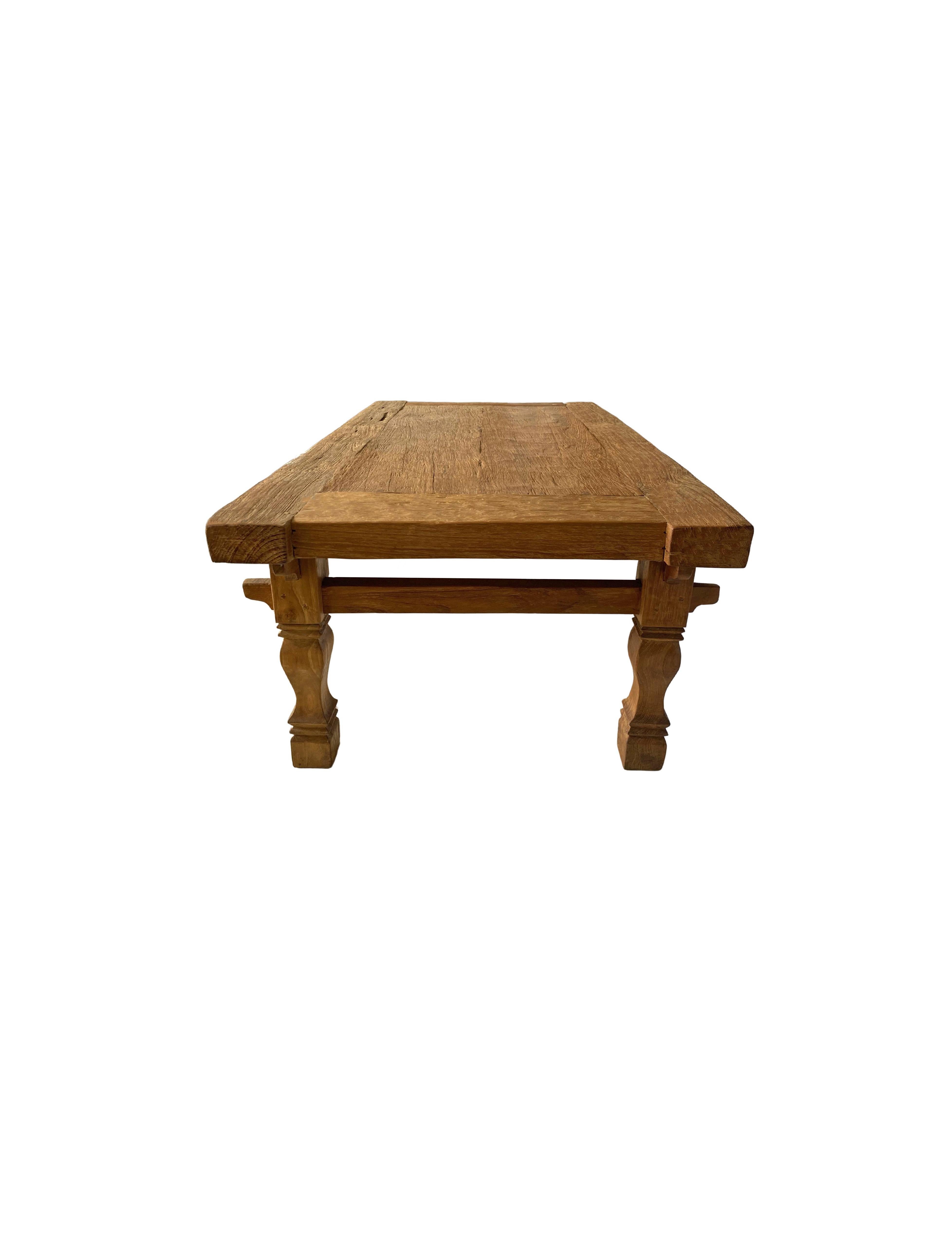 Contemporary Organic Teak Wood Table with Stunning Wood Pattern Detailing