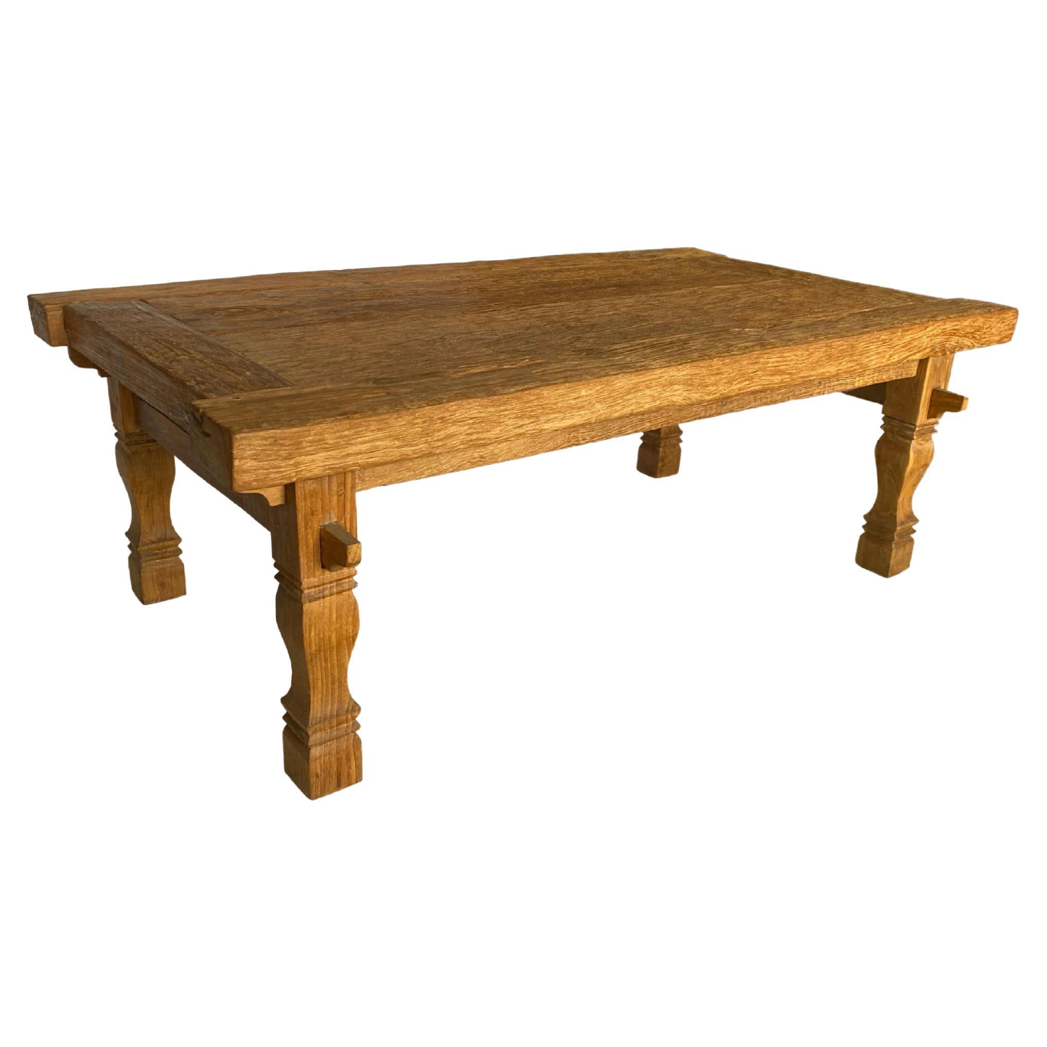 Organic Teak Wood Table with Stunning Wood Pattern Detailing