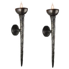 Organic Torch Design Bronze "Rome" Sconces by Bourgeois Boheme Atelier