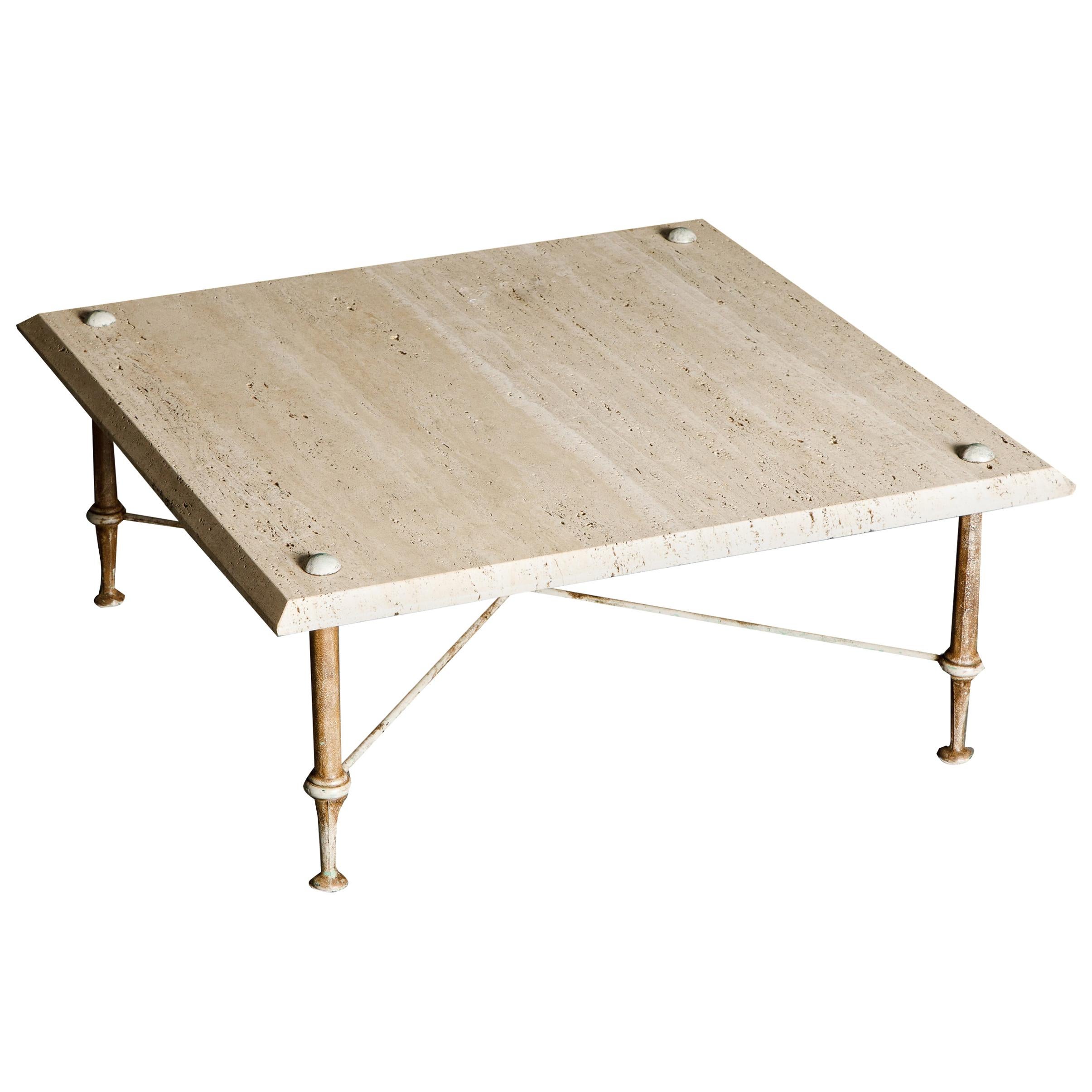 Large Italian Two Part Travertine Modular Coffee Table by Up and Up
