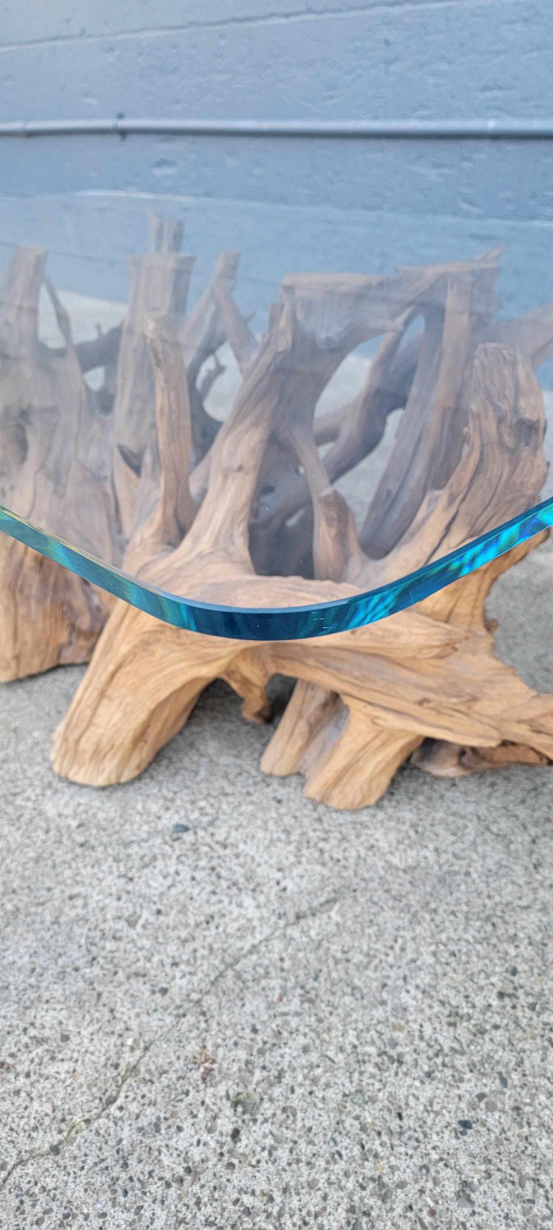 Organic Tree Root Coffee Table with Glass Top 4
