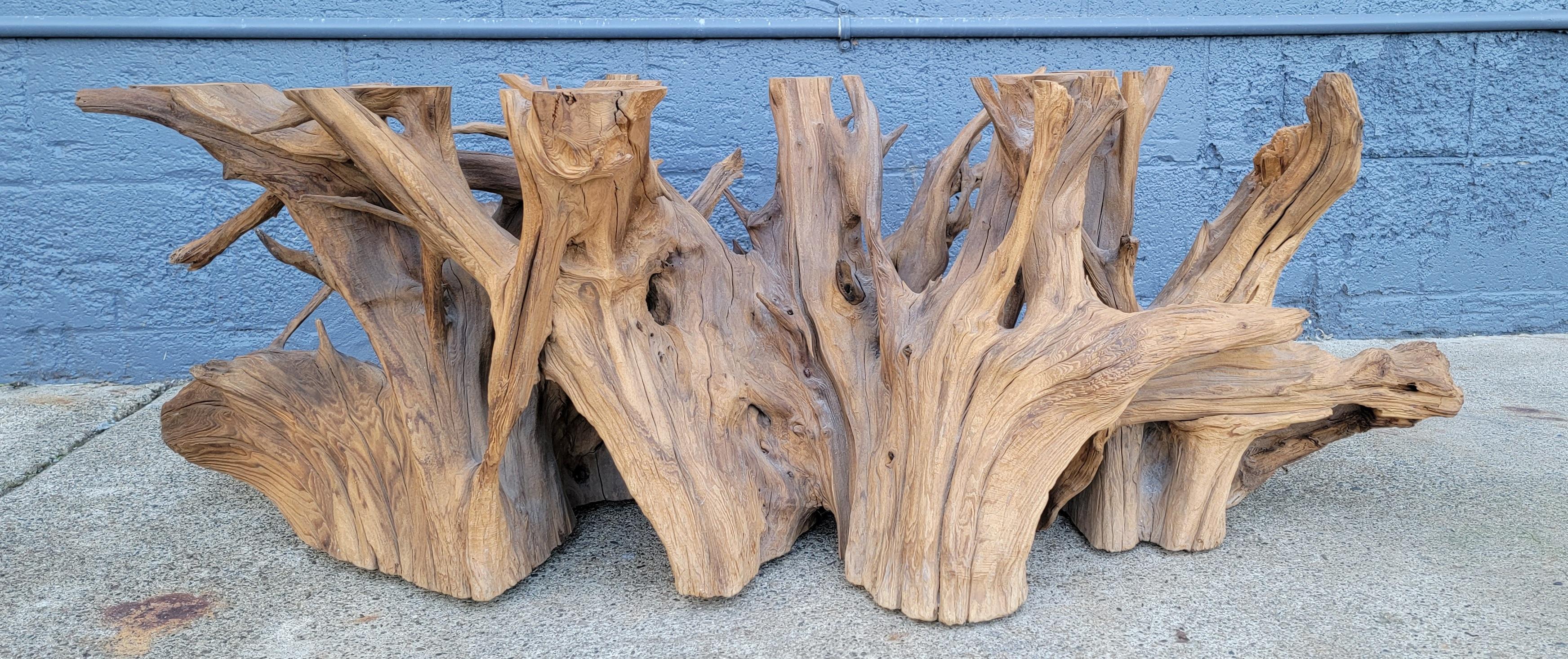 Organic Modern Organic Tree Root Coffee Table with Glass Top