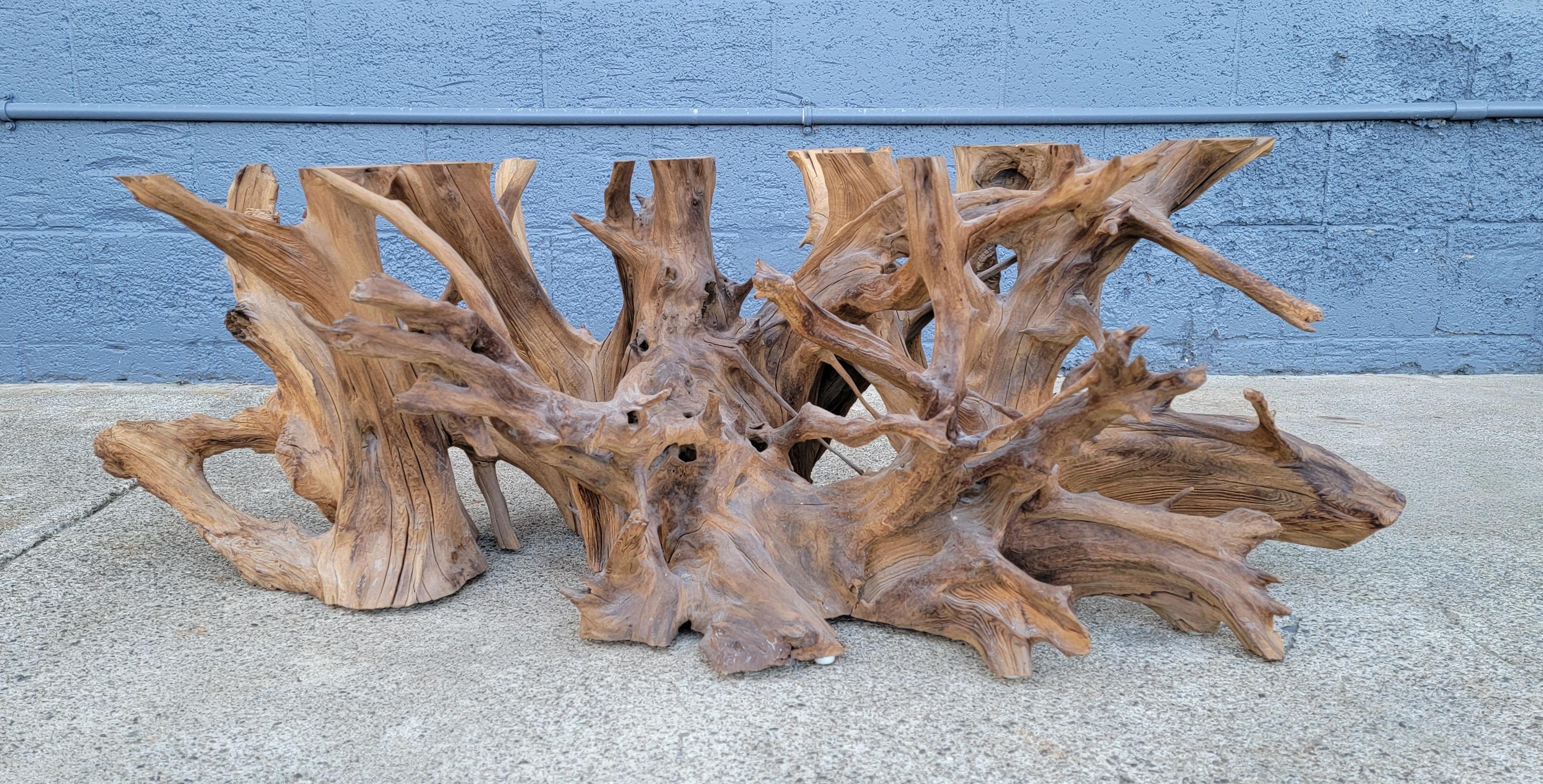 American Organic Tree Root Coffee Table with Glass Top