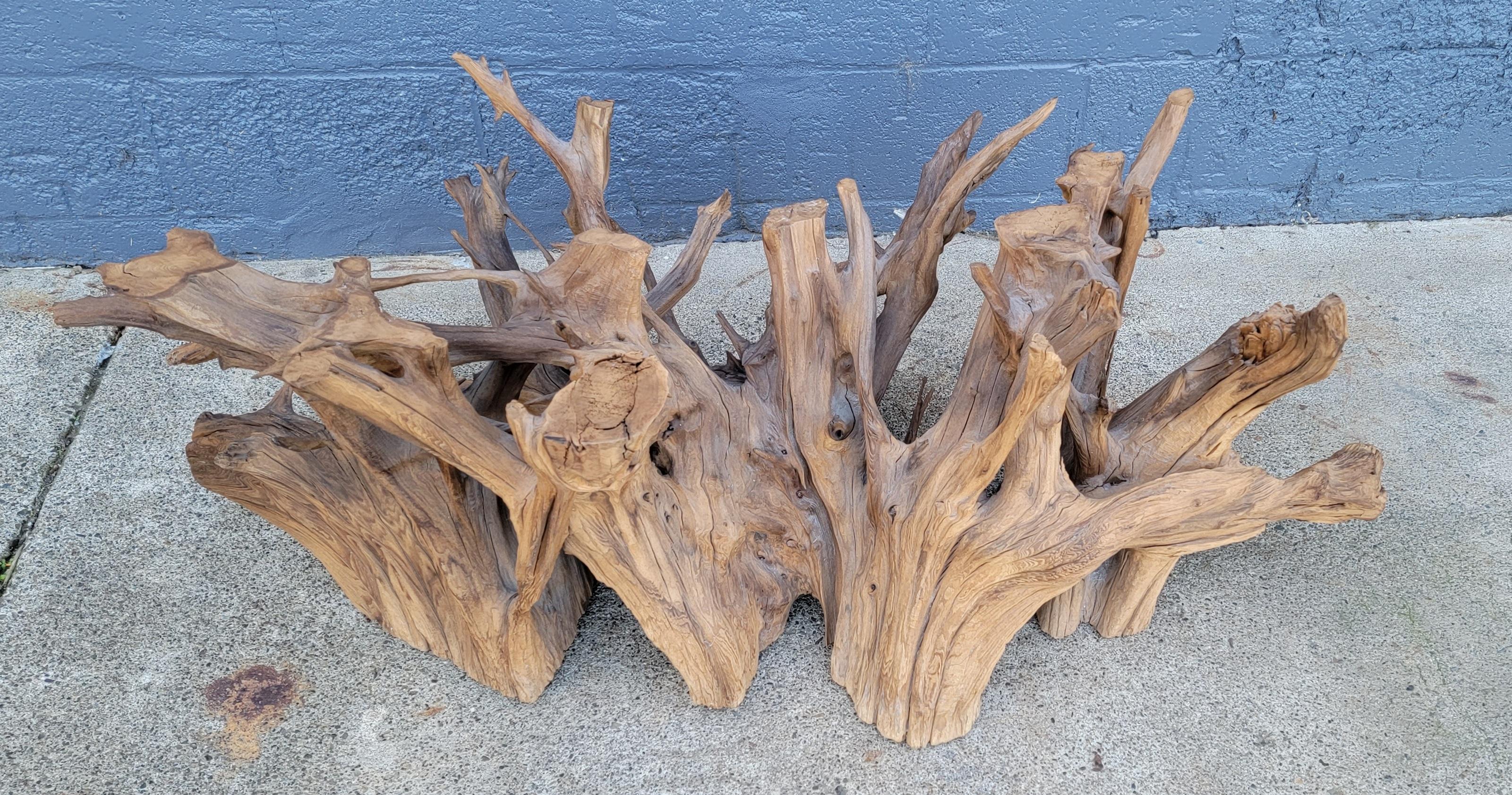 Organic Tree Root Coffee Table with Glass Top 1