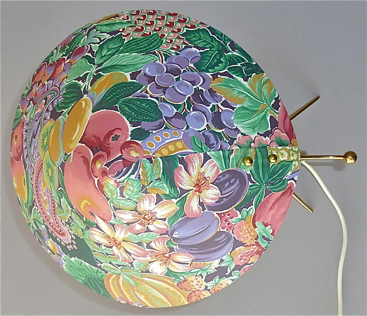 Organic Tripod Brass Table Lamp Flower Shade Josef Frank Style 1950 For Sale 2