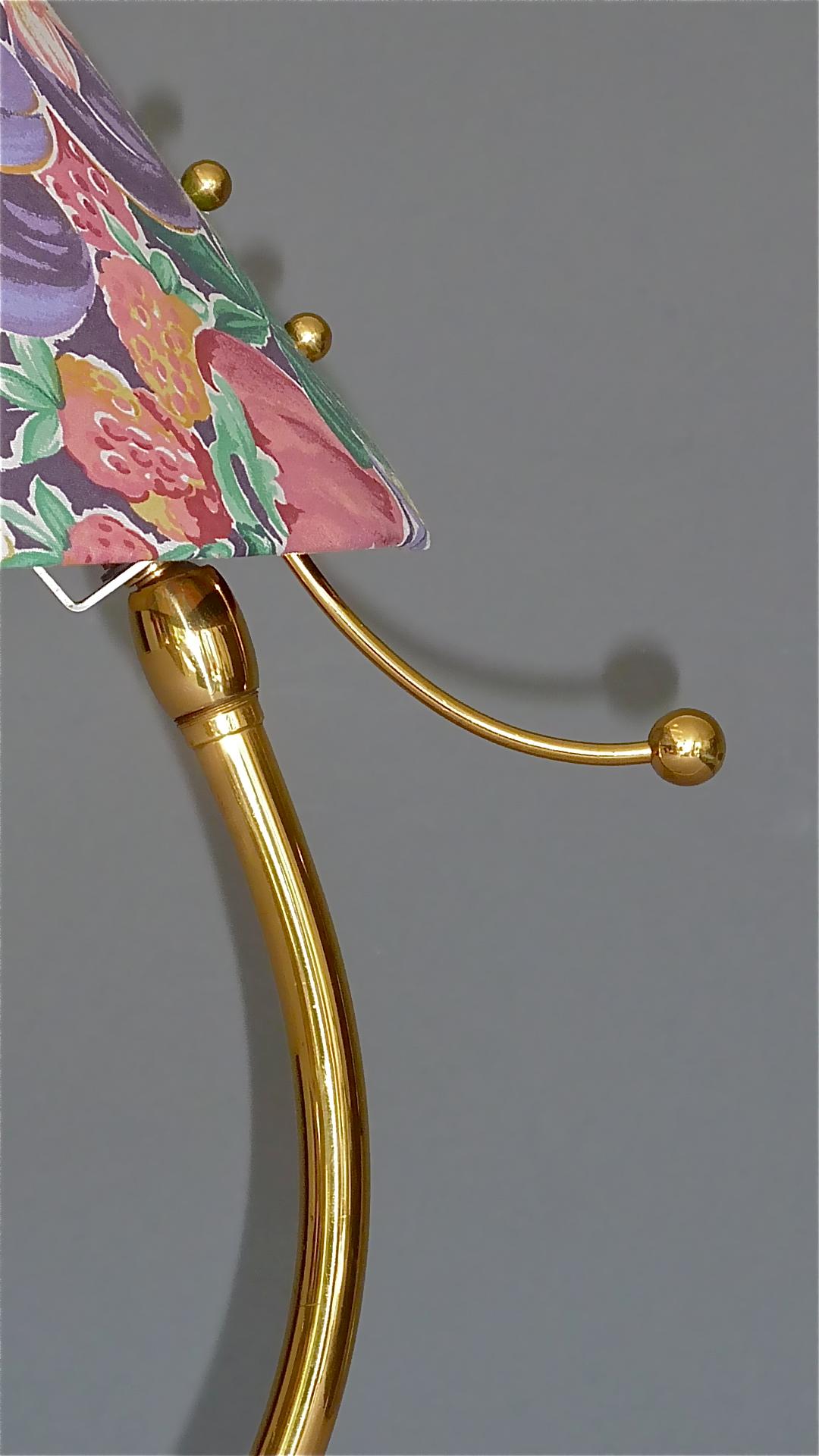 Organic Tripod Brass Table Lamp Flower Shade Josef Frank Style 1950 For Sale 4